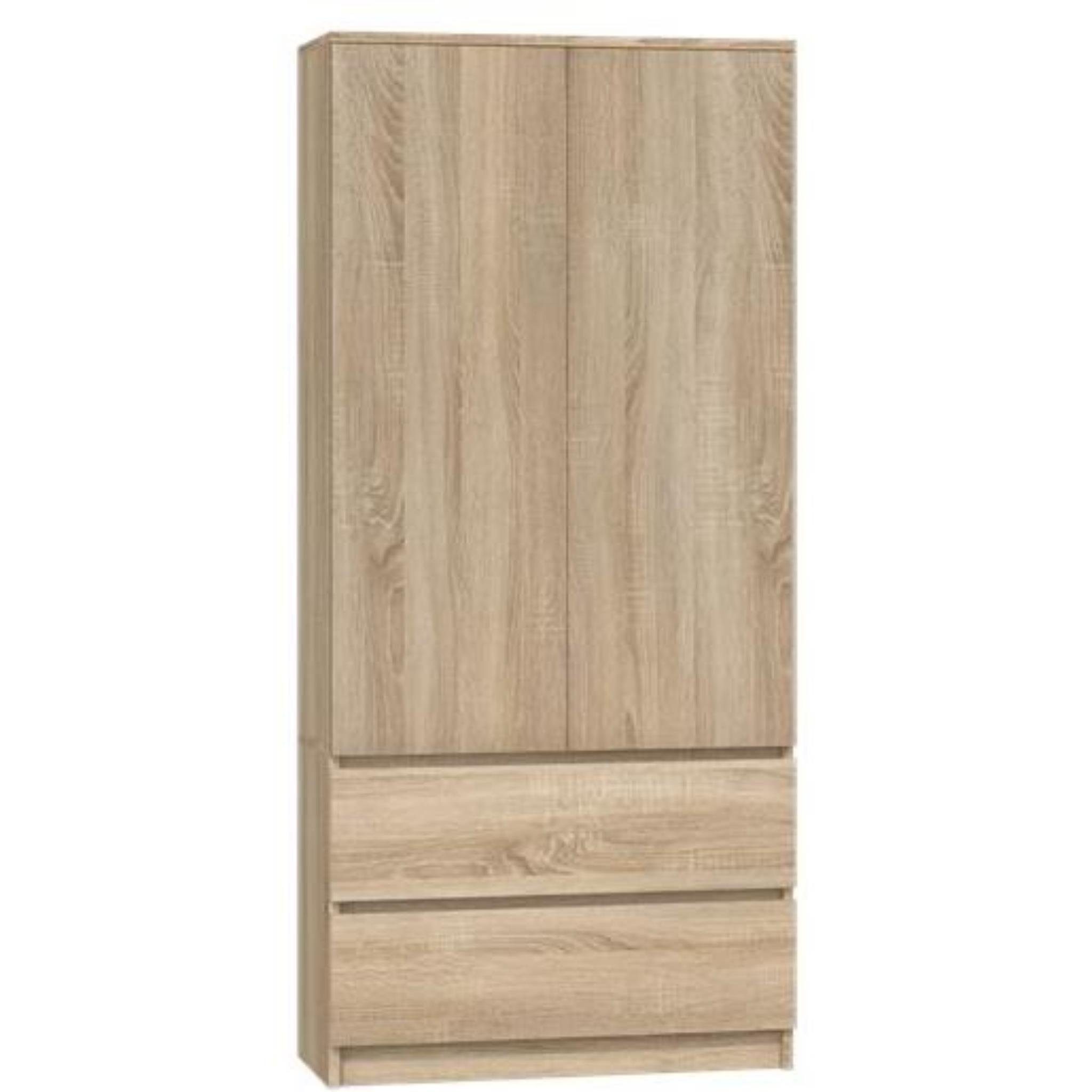 Beautysofa Drehtürenschrank Jorn (modernes Schrank) Sonoma breite 90 mit cm mit Kleiderstange, Schubladen