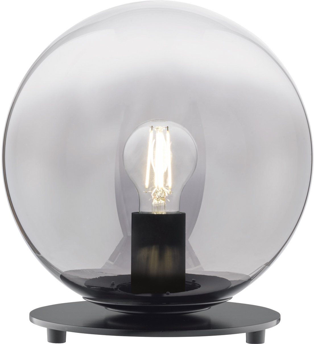 Tischlampe cm SCHÖNER 25 Tischleuchte Leuchtmittel Ø Mirror, wechselbar, Rauchglas WOHNEN-Kollektion