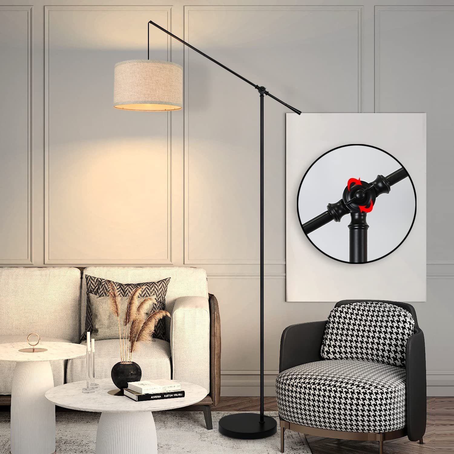 ZMH Stehlampe Modern Standleuchte LED wechselbar E27 deko design Wohnzimmer, Bogenlampe