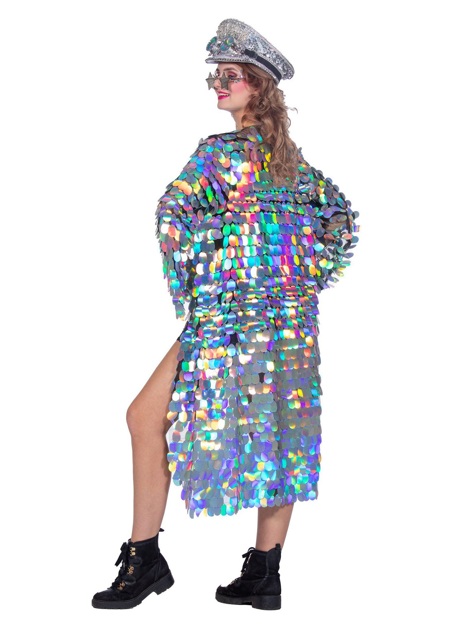 Metamorph Kostüm Paillettenmantel silber - Faschings Kostüm Mantel, Die Dis günstig online kaufen