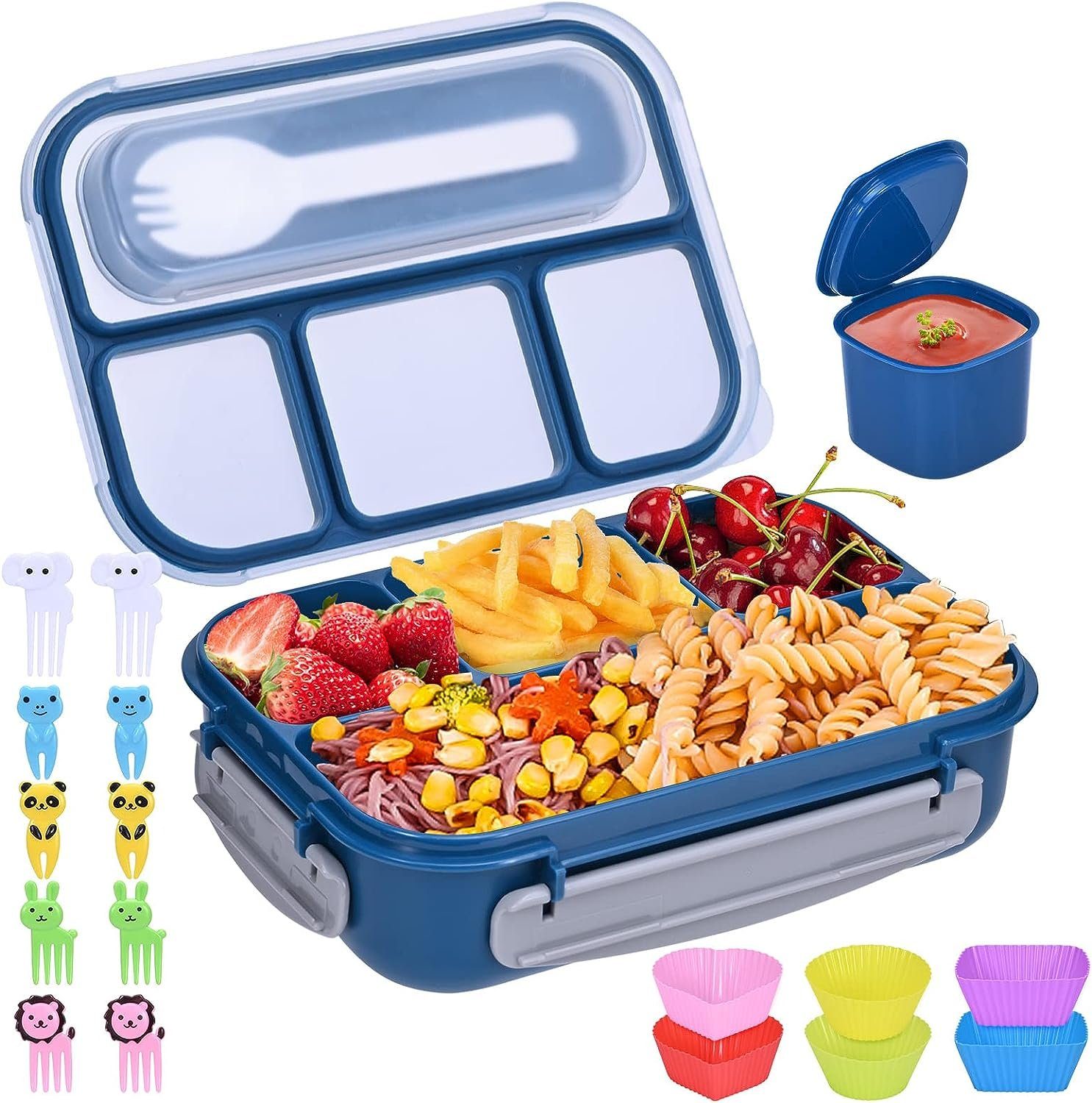 autolock Lunchbox Bento Box, Auslaufsicher Bento Box,Lunchbox für Arbeit Büro und Schule blau