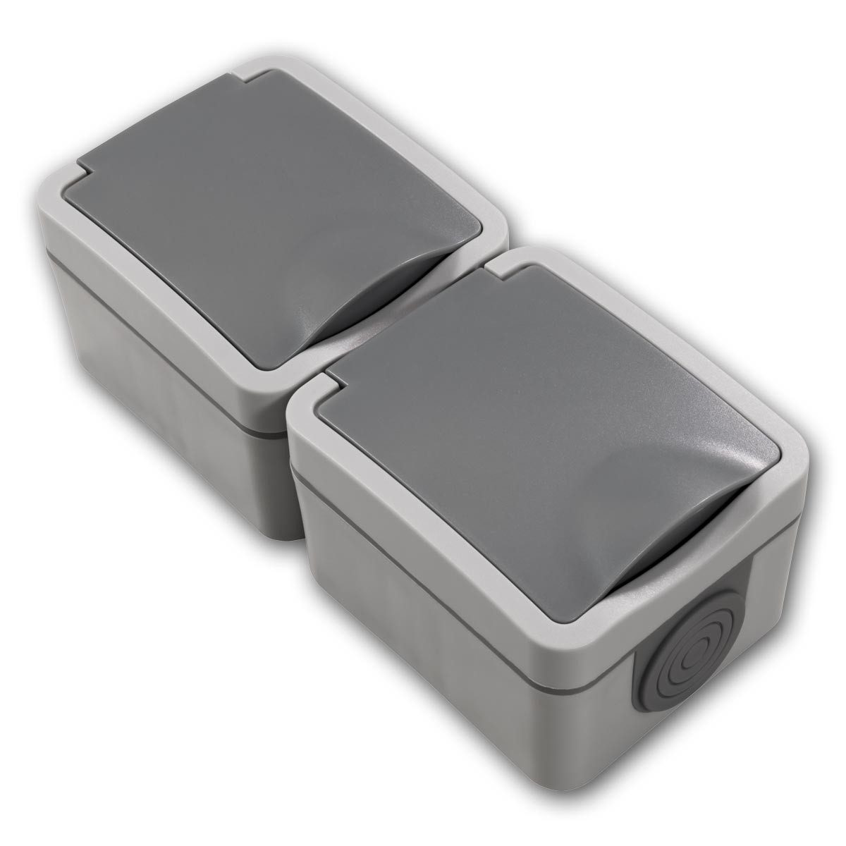 McPower Aufputz-Steckdose FIX Doppelsteckdose vertikal IP54 250V~/16A