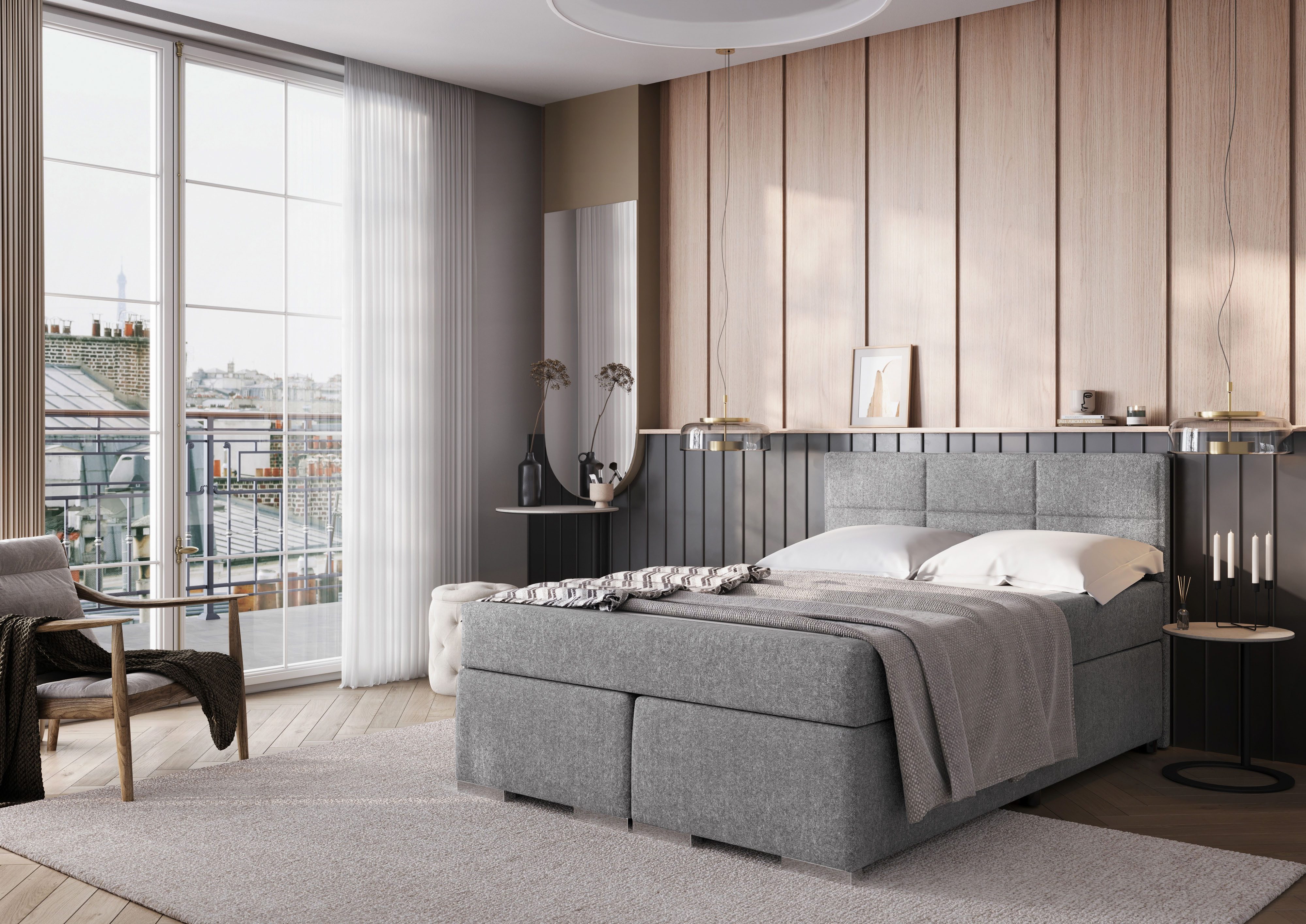 FORTE Boxspringbett ONE erhältlich in den Breiten 140cm, 160cm & 180cm (Bezugsstoff ist tierfreundlich und pflegeleicht)