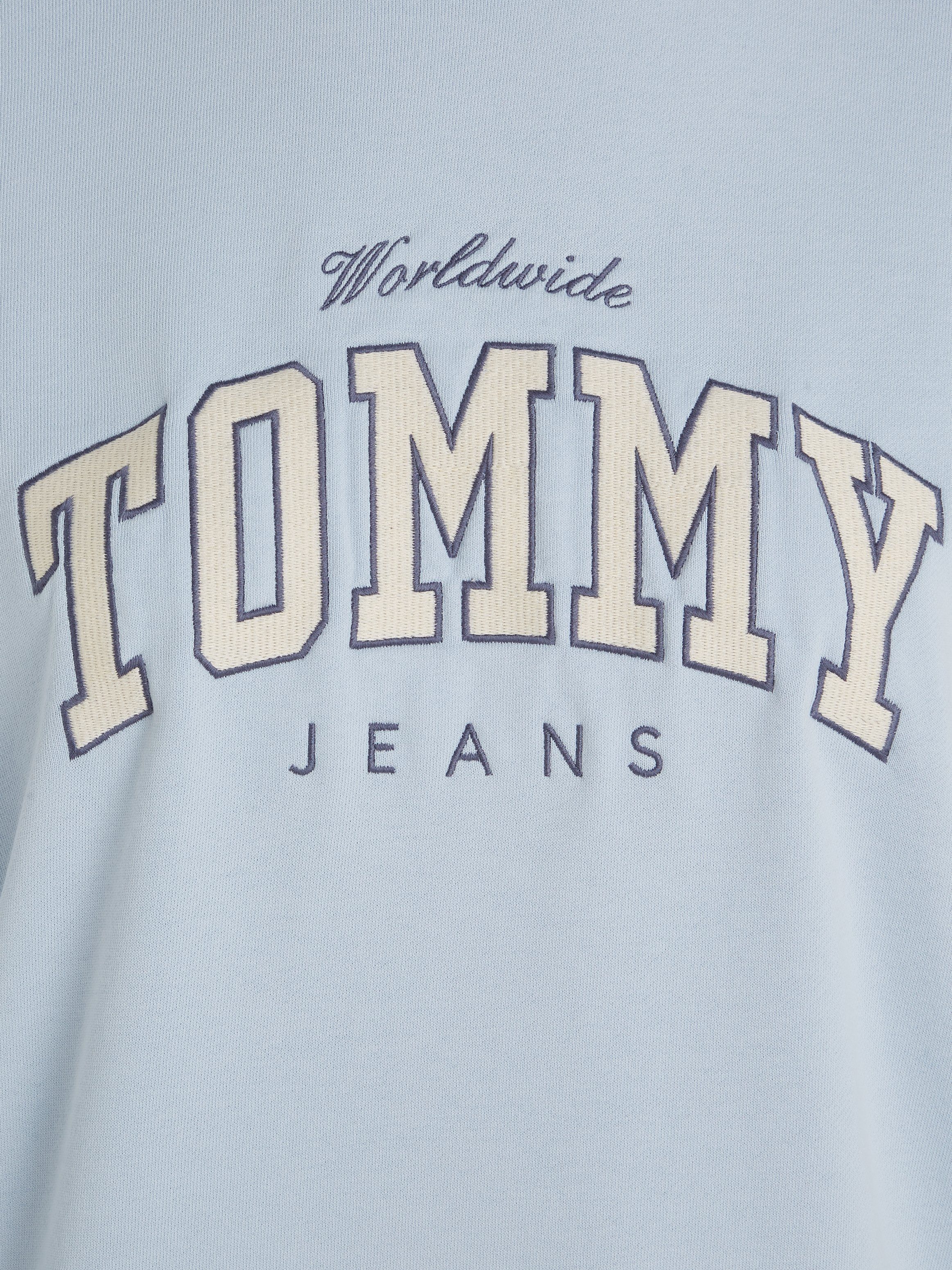 Logoschriftzug Jeans TJW Sweatshirt LUXE Tommy RLX CREW Breezy_Blue gesticktem VARSITY mit