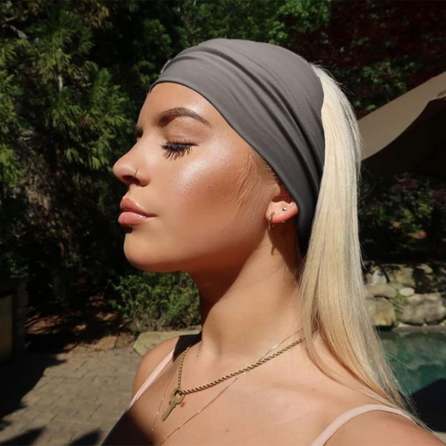 Zaewry Haargummi 4 Stück Stirnbänder Damen Boho Breite Haarband Weiche Yoga Stirnband – Bild 5 von 5