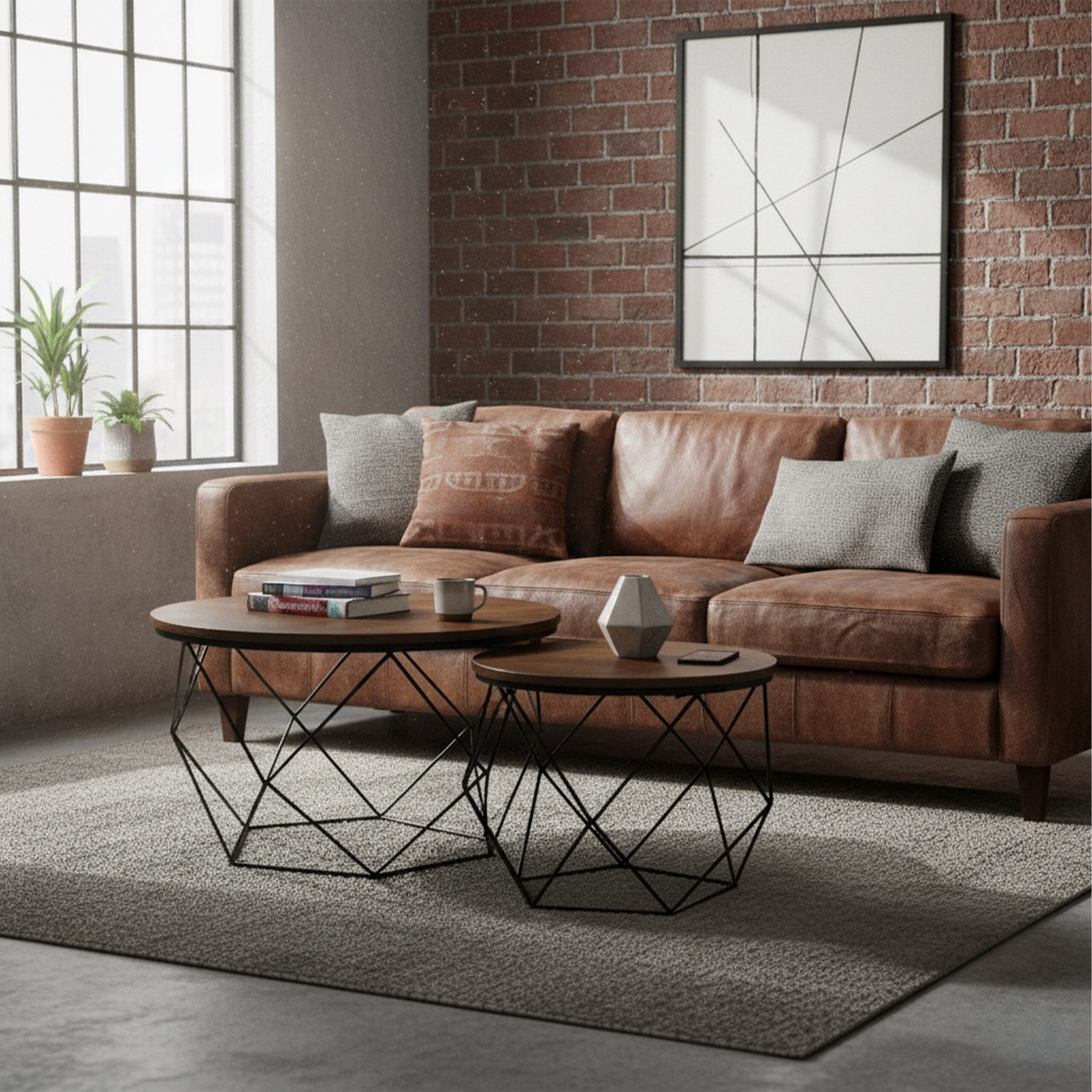 relaxdays Couchtisch 2er Set Industrial Desig, Vintagebraun günstig online kaufen