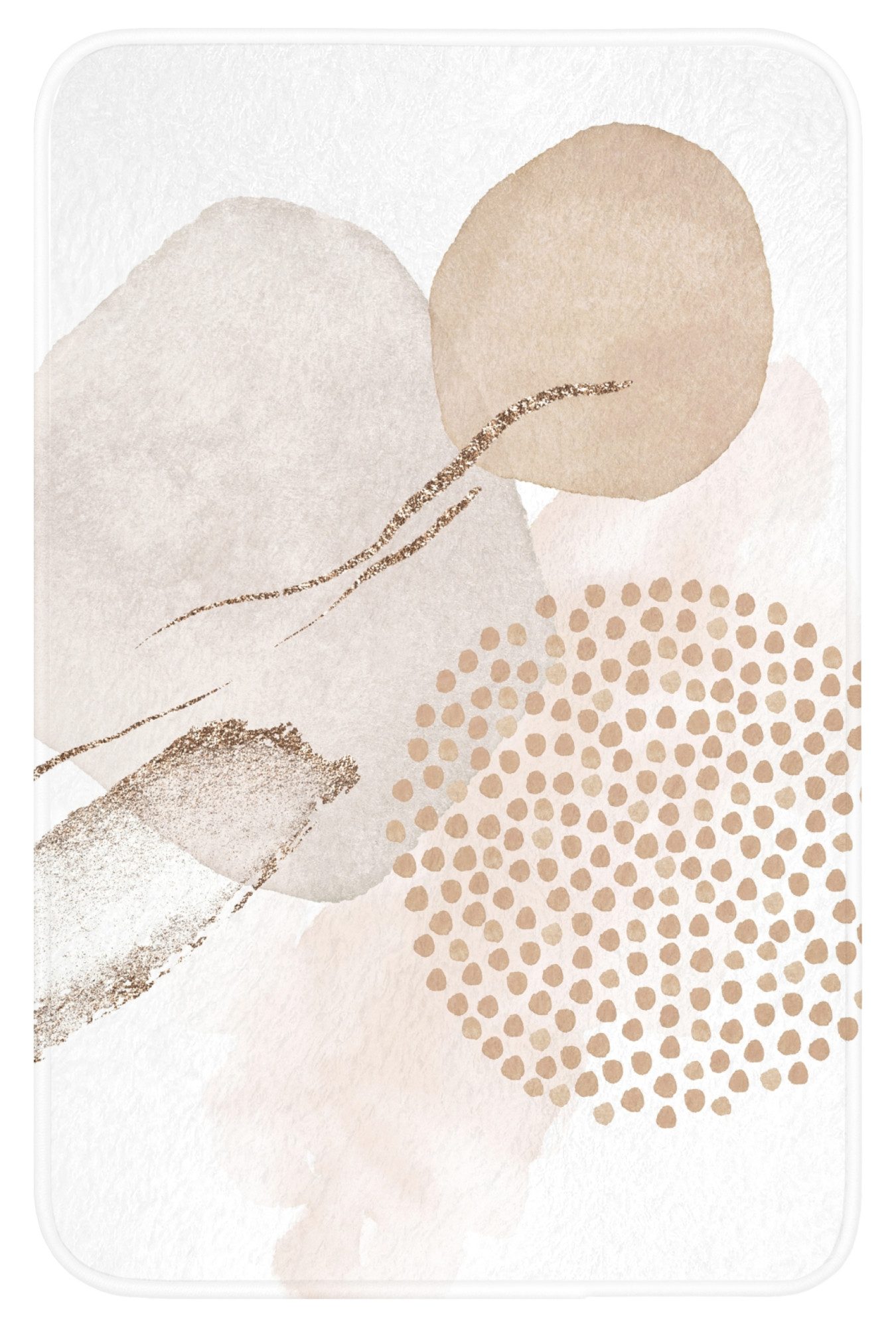 OnlyWow WC-Vorleger Aquarell - Beige - Pastell - Modern - Abstrakt, Höhe 10 mm, Polyester, Rechteckig, WC Teppich, Toilettenvorleger, Toilettenteppich, Badematte 40x60 cm