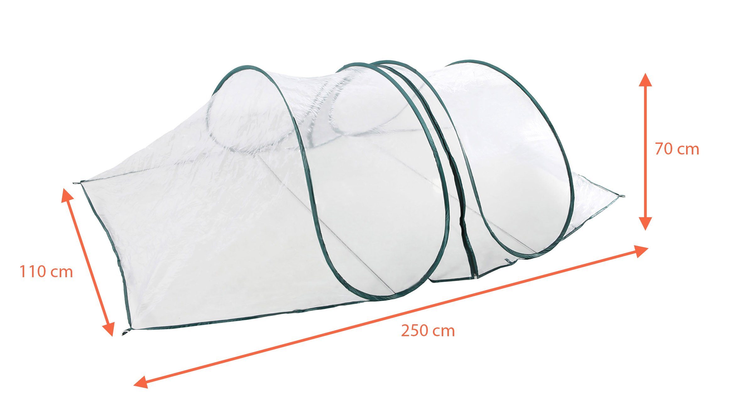 Spetebo Frühbeet Pop-Up Folien Frühbeet - 250 x 110 cm (Packung, 1 tlg), Anzucht Treibhaustunnel