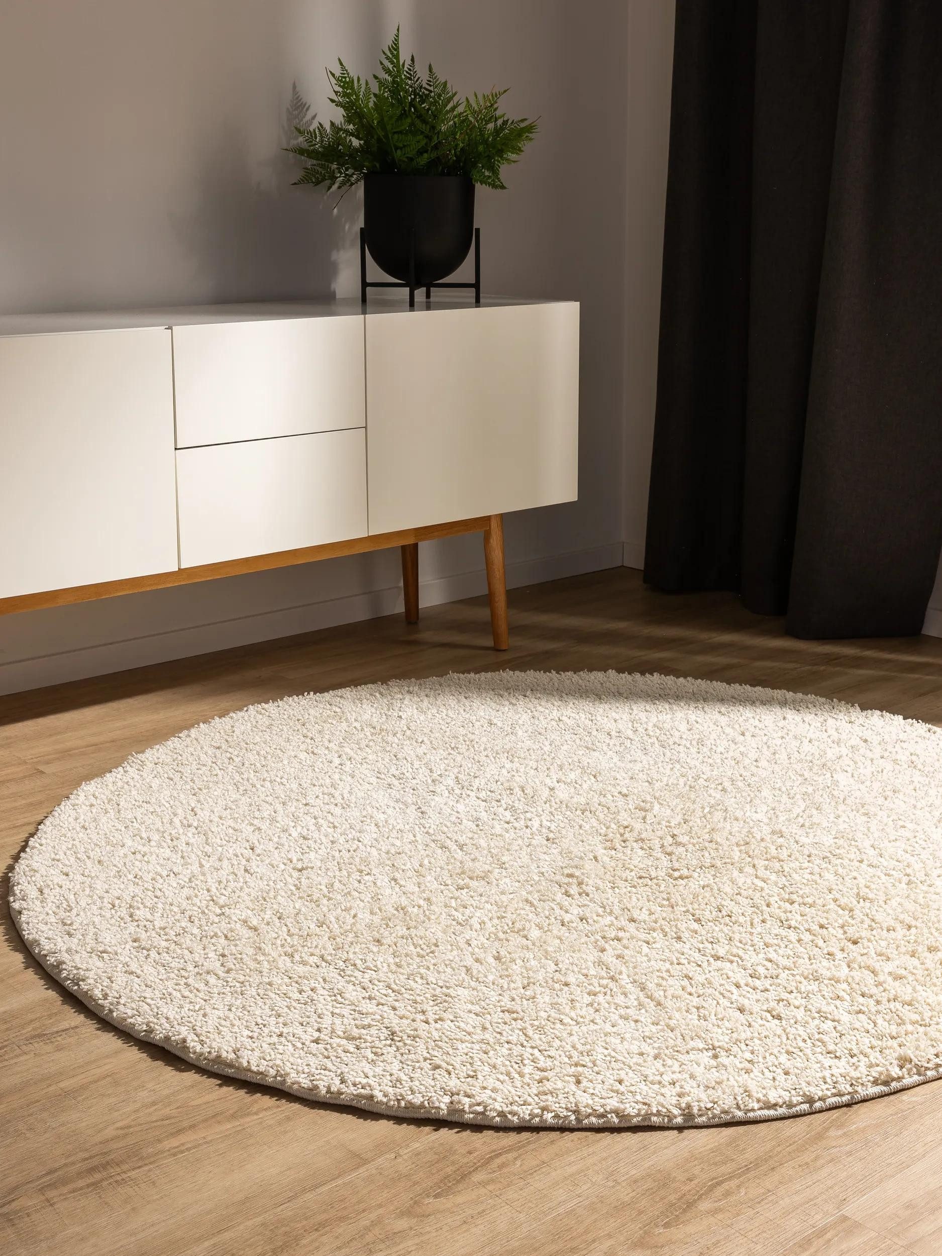 benuta Hochflor-Teppich Soho, rund, Höhe: 31 mm, Teppich Wohnzimmer, Schlafzimmer, Esszimmer, Rutschfest, Waschbar