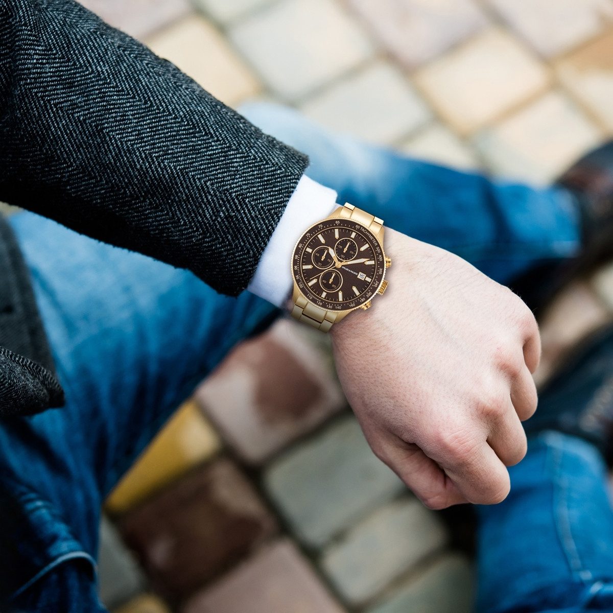 Spears & Walker Chronograph gelbgold