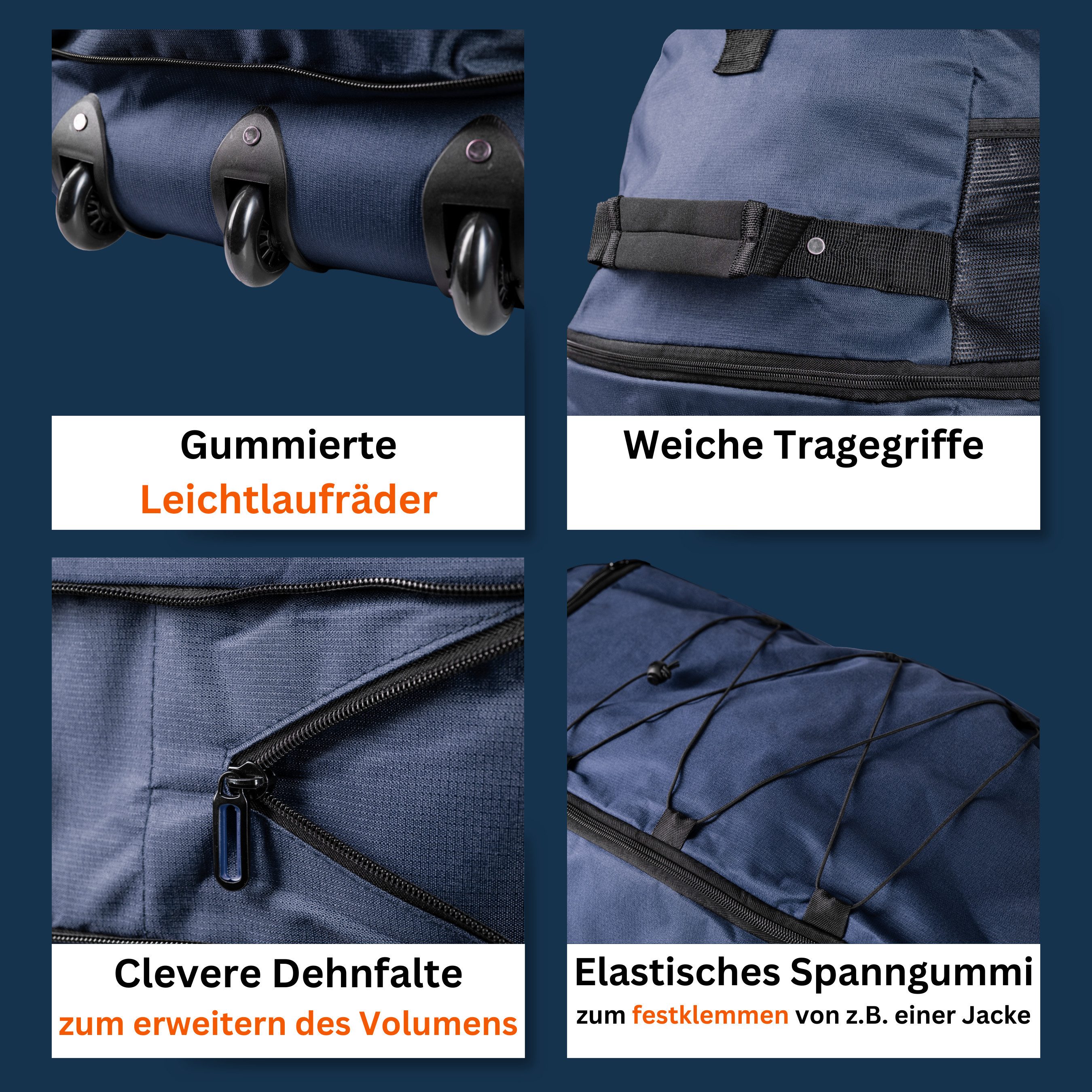 cocoono Reisetasche Faltbare Reisetasche mit Rollen 120 L – XXL Rolltasche – Bild 5 von 5