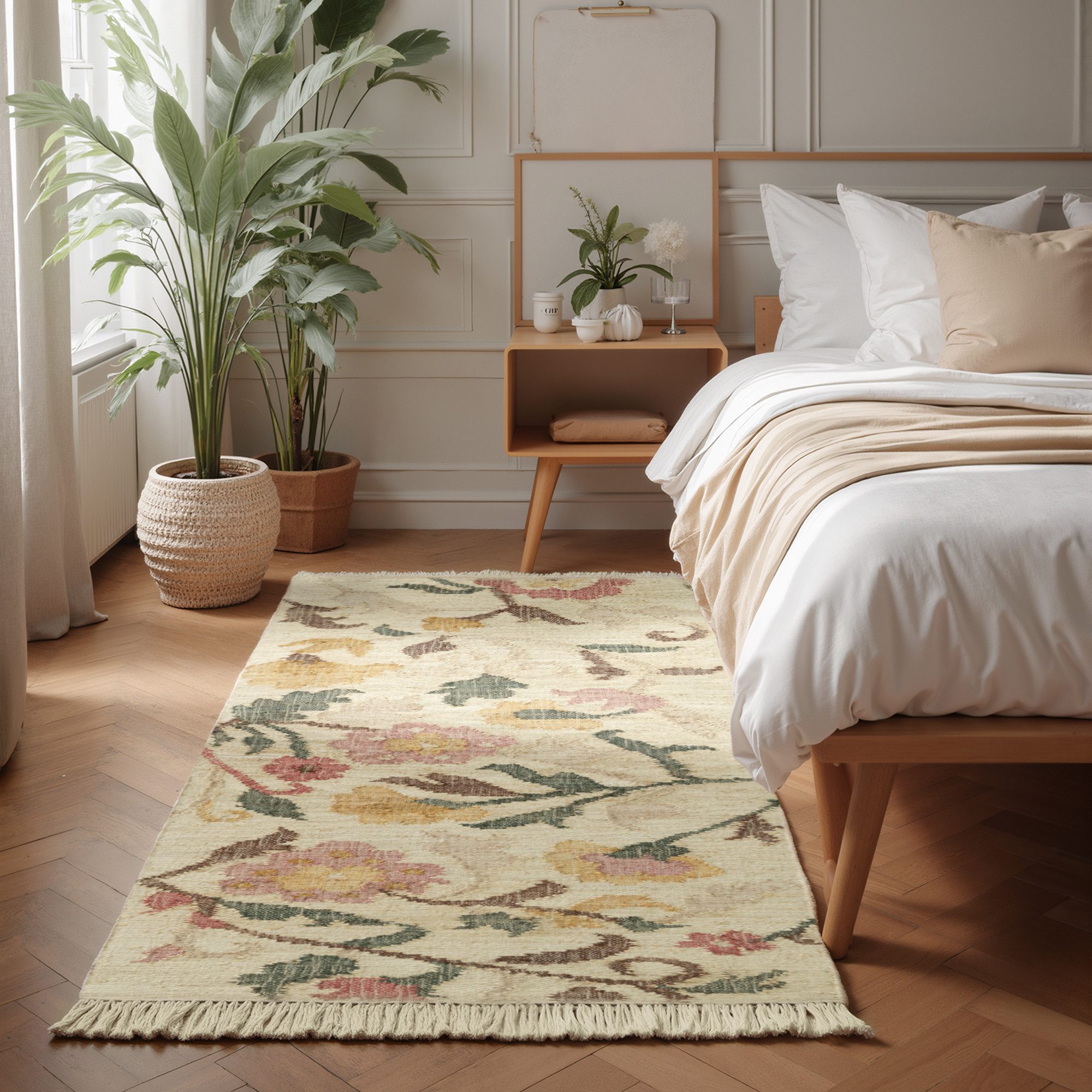 ELLE DECORATION Teppich Kelim Violette, rechteckig, Höhe: 3 mm, Jute, Baumwolle, Natur, Handgewebt, Kelim, orientalisch, Boho