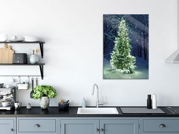 Pixxprint Glasbild Leuchtender Weihnachtsbaum, Leuchtender Weihnachtsbaum (1 St), Glasbild aus Echtglas, inkl. Aufhängungen und Abstandshalter