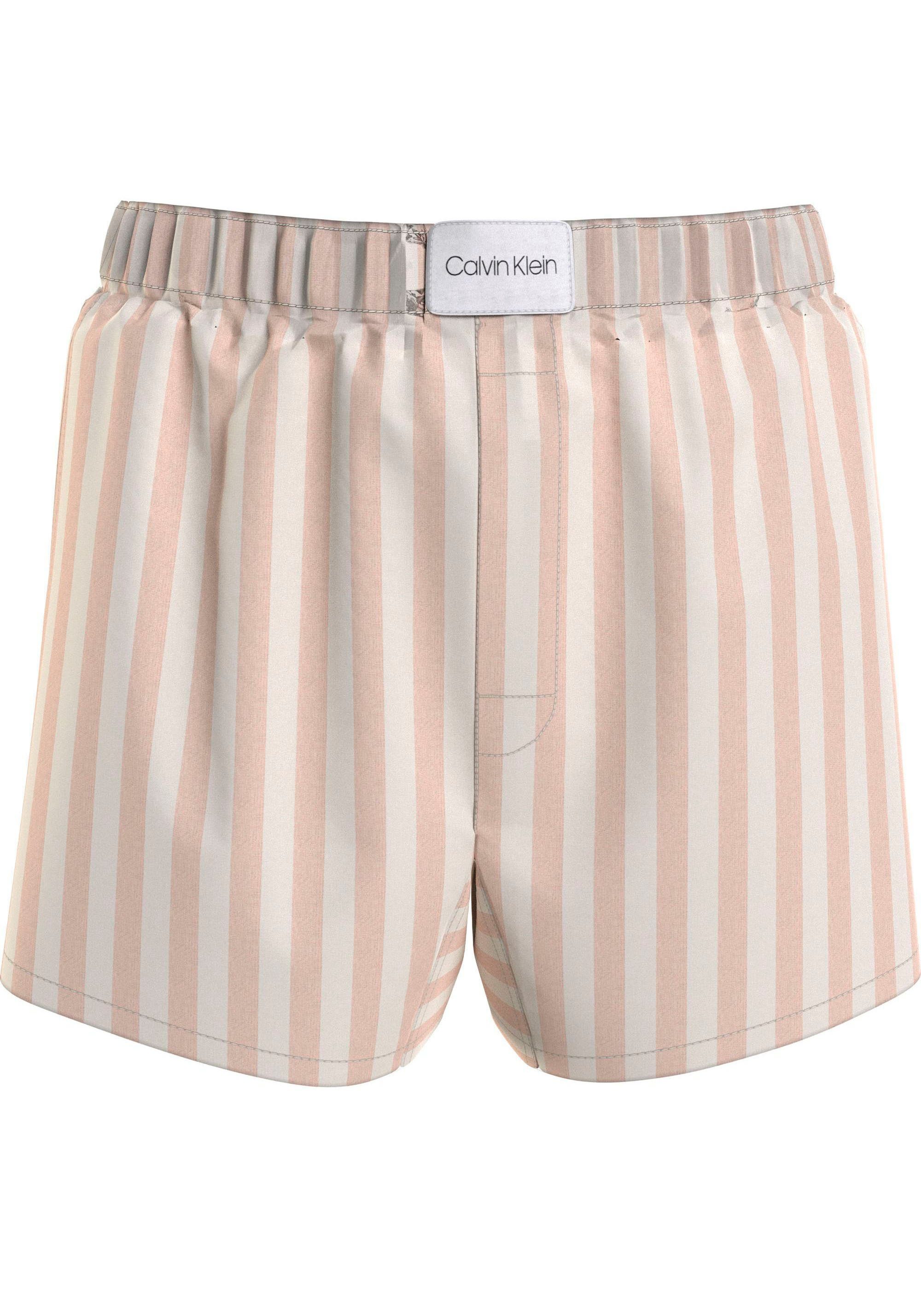 Calvin Klein Underwear SLIM Pyjamashorts auf Markenlabel mit beige BOXER dem Bund