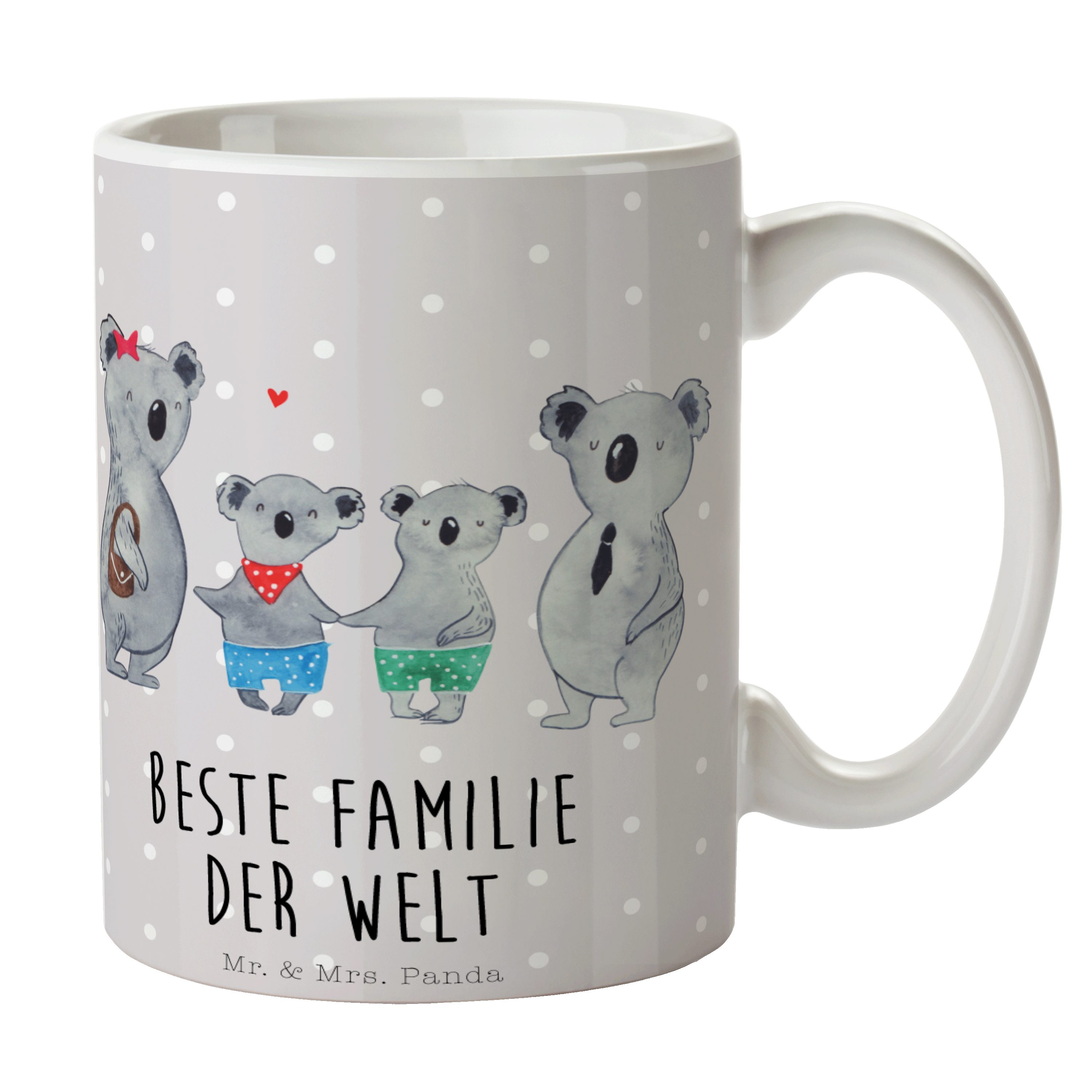 Mr. & Mrs. Panda Tasse Koala Familie zwei - Grau Pastell - Geschenk, Vatertag, beste Familie, Keramik