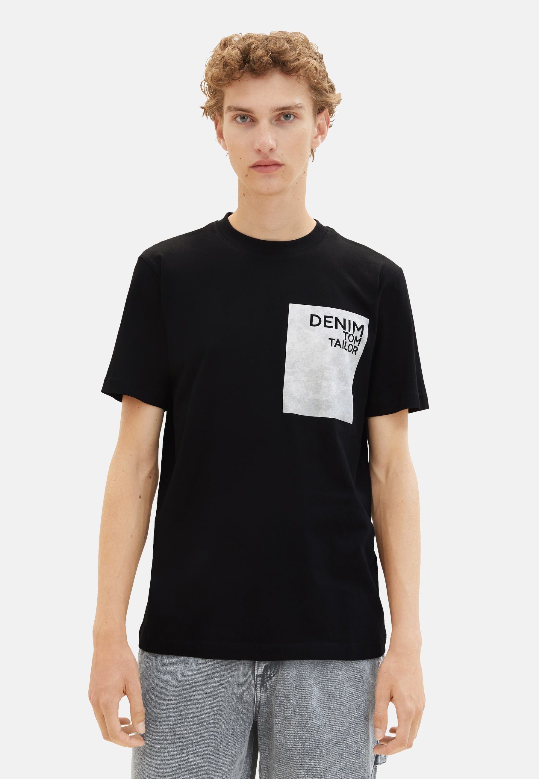 T-Shirt TAILOR T-Shirt schwarz (1-tlg) Kurzarmshirt TOM