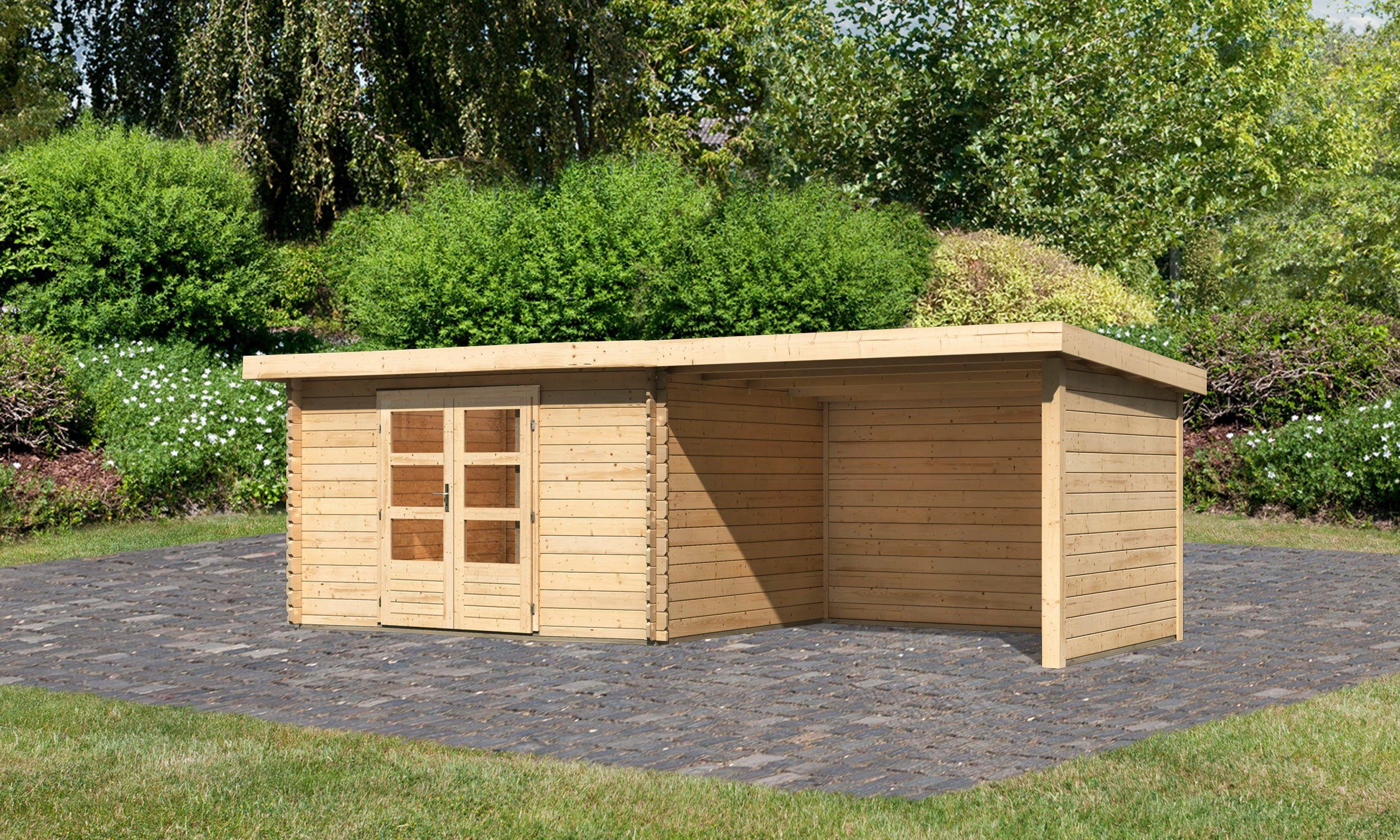Karibu Gartenhaus Bastrup 7, BxT 675x333 cm, (Set), Doppelflügeltür
