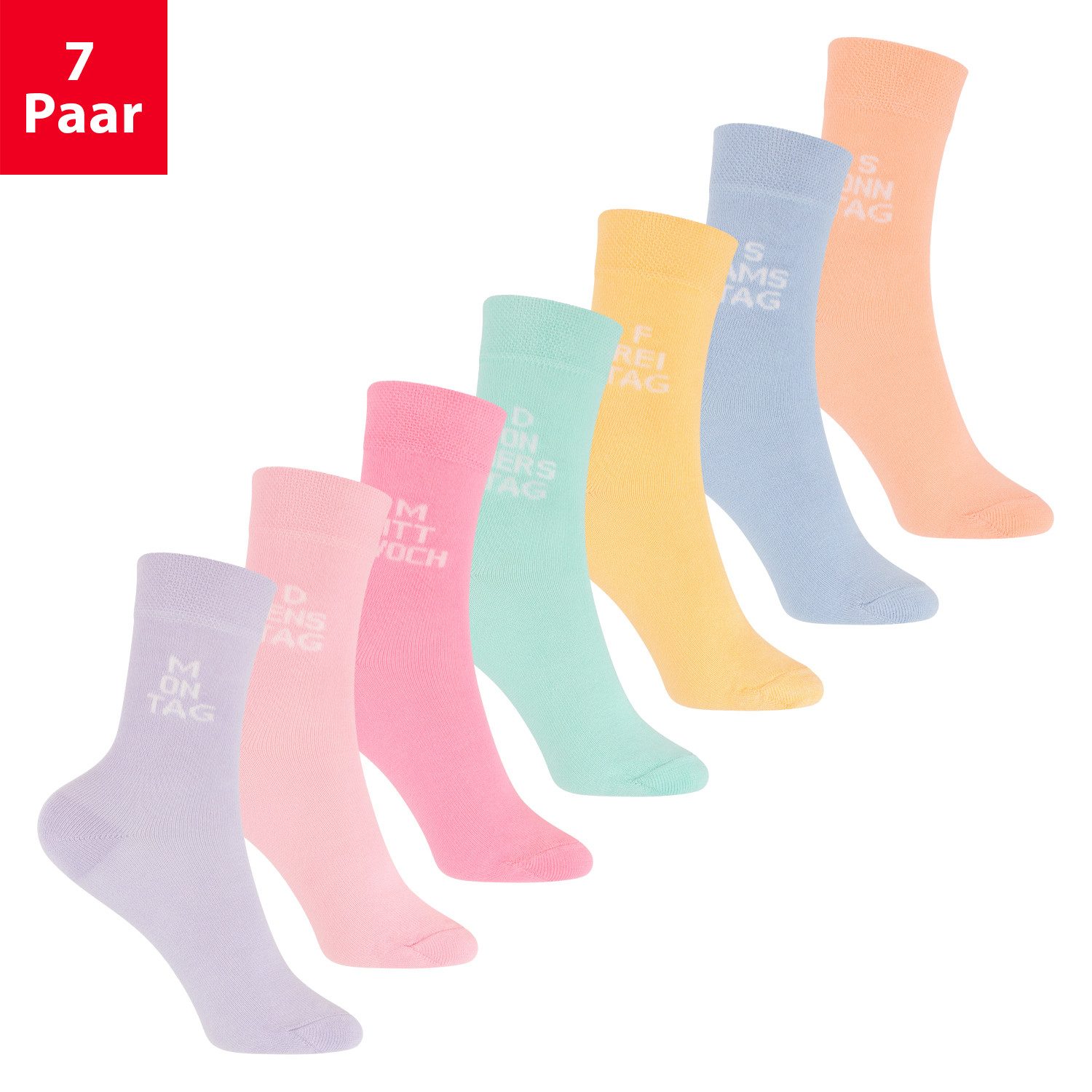 Footstar Freizeitsocken Kinder Wochentage Socken (7 Paar) für Jungen & Mädchen