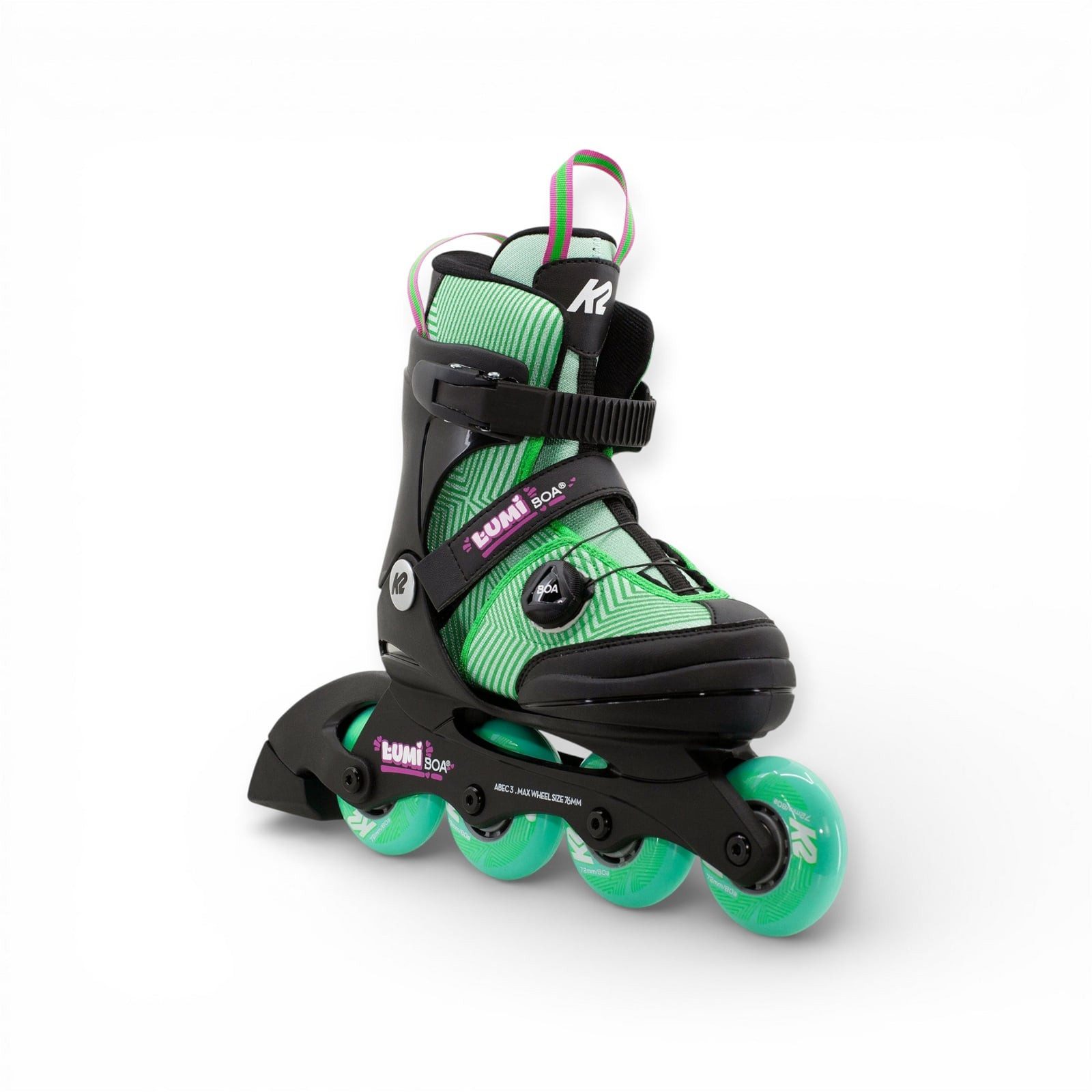 K2 Inlineskates Lumi Boa® (Rollen: 70mm/80A, Kugellager: ABEC: 3) grün/schwarz Kinder