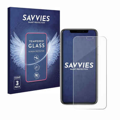 Savvies Panzerglas für Apple iPhone X, Displayschutzglas, 3 Stück, Schutzglas Echtglas 9H Härte klar Anti-Fingerprint