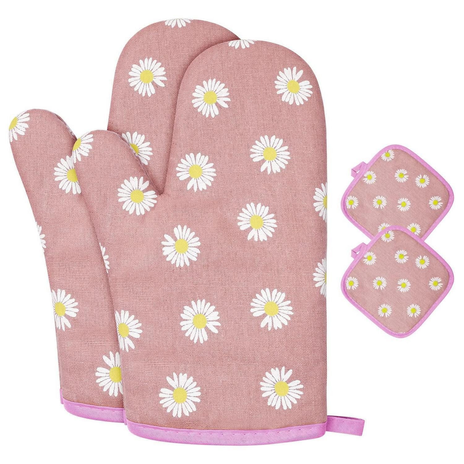 LuxusKollektion Topfhandschuhe Ofenhandschuhe & Topflappen Rosa Blumen