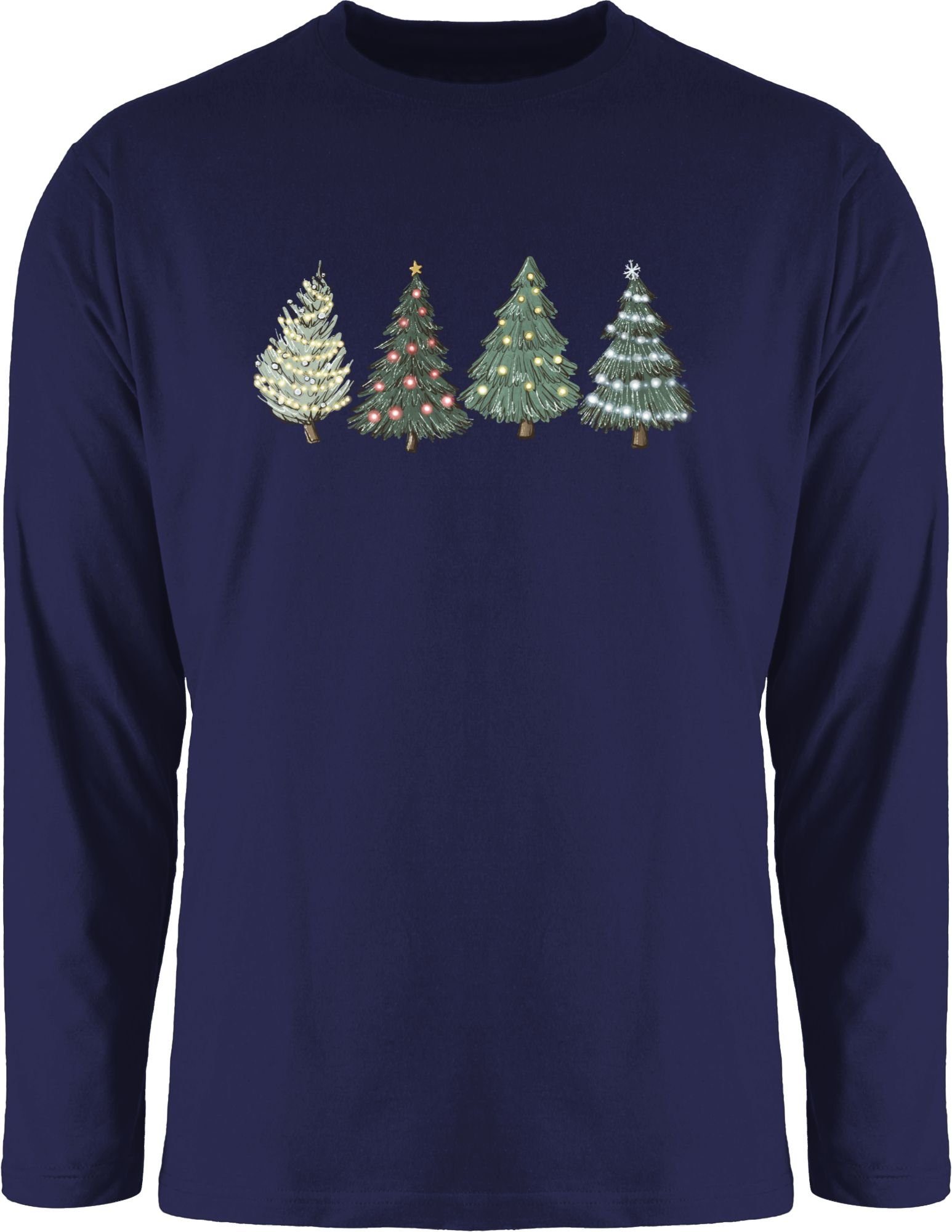 Shirtracer Rundhalsshirt Weihnachtsbäume Weihachten Kleidung 1 Navy Blau