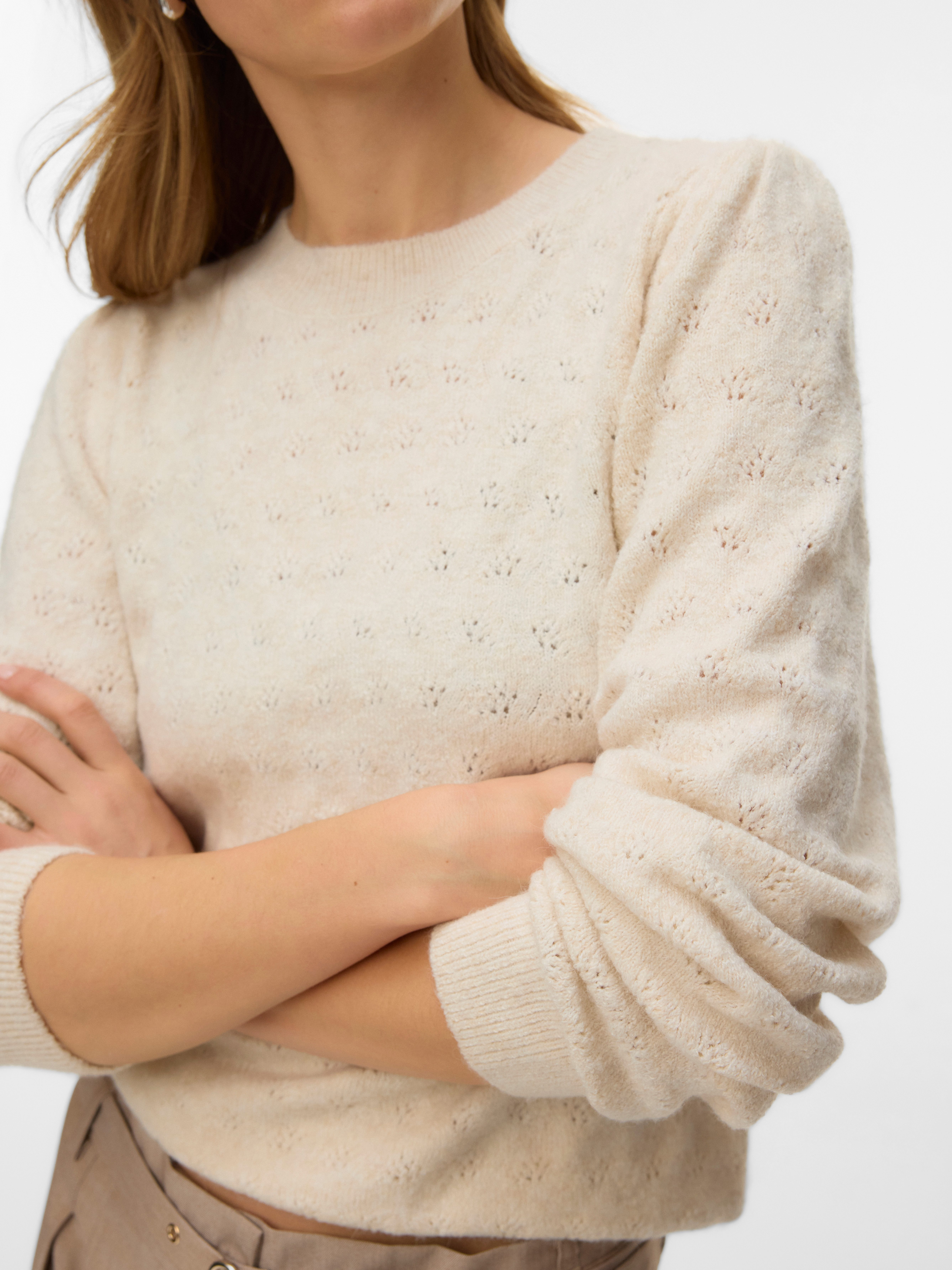 Vero Moda Strickpullover VMDOFFY STITCH LS O-NECK PULLOVER NOOS Materialmix, regular fit