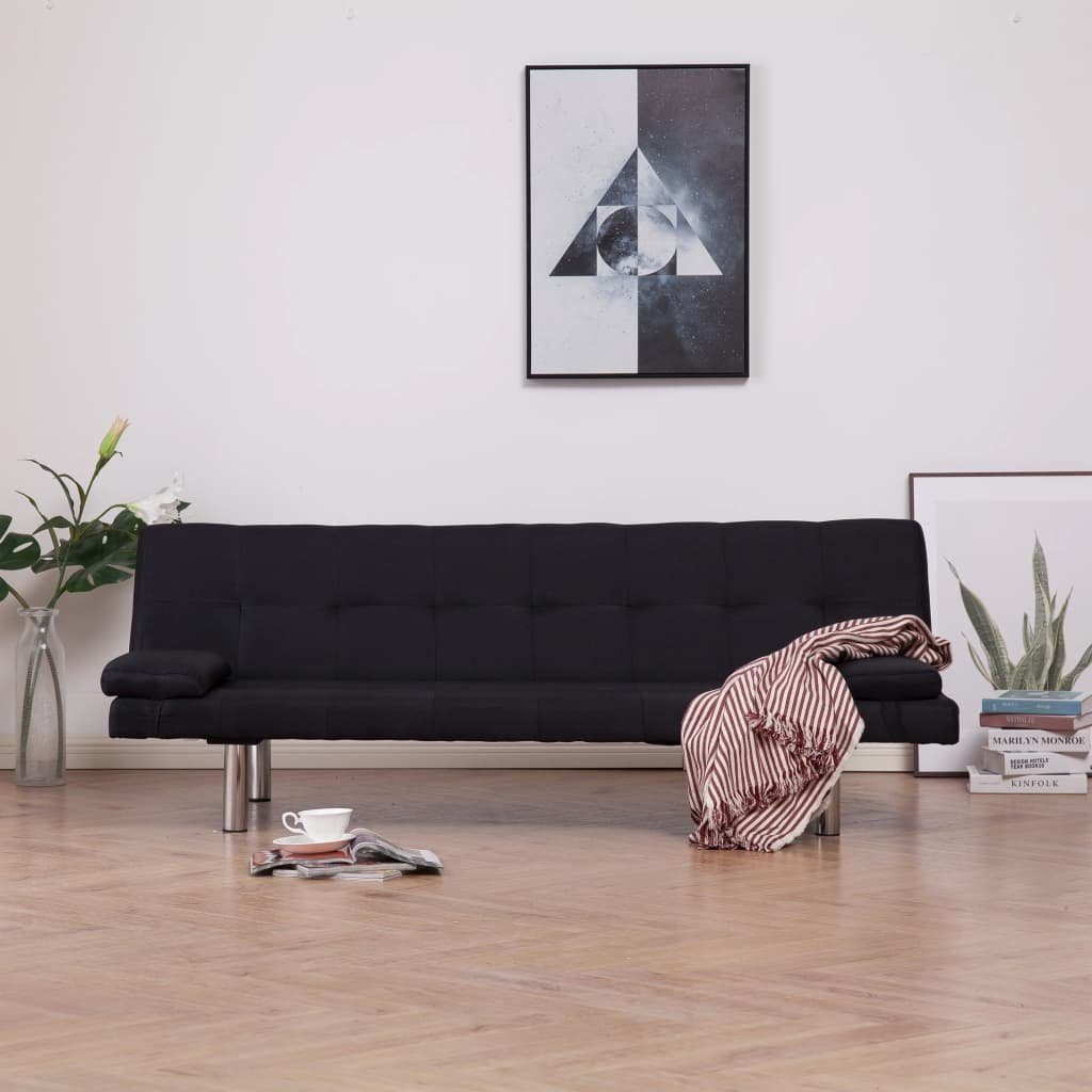 zwei Schlafsofa Schwarz Sofa mit Polyester vidaXL Kissen