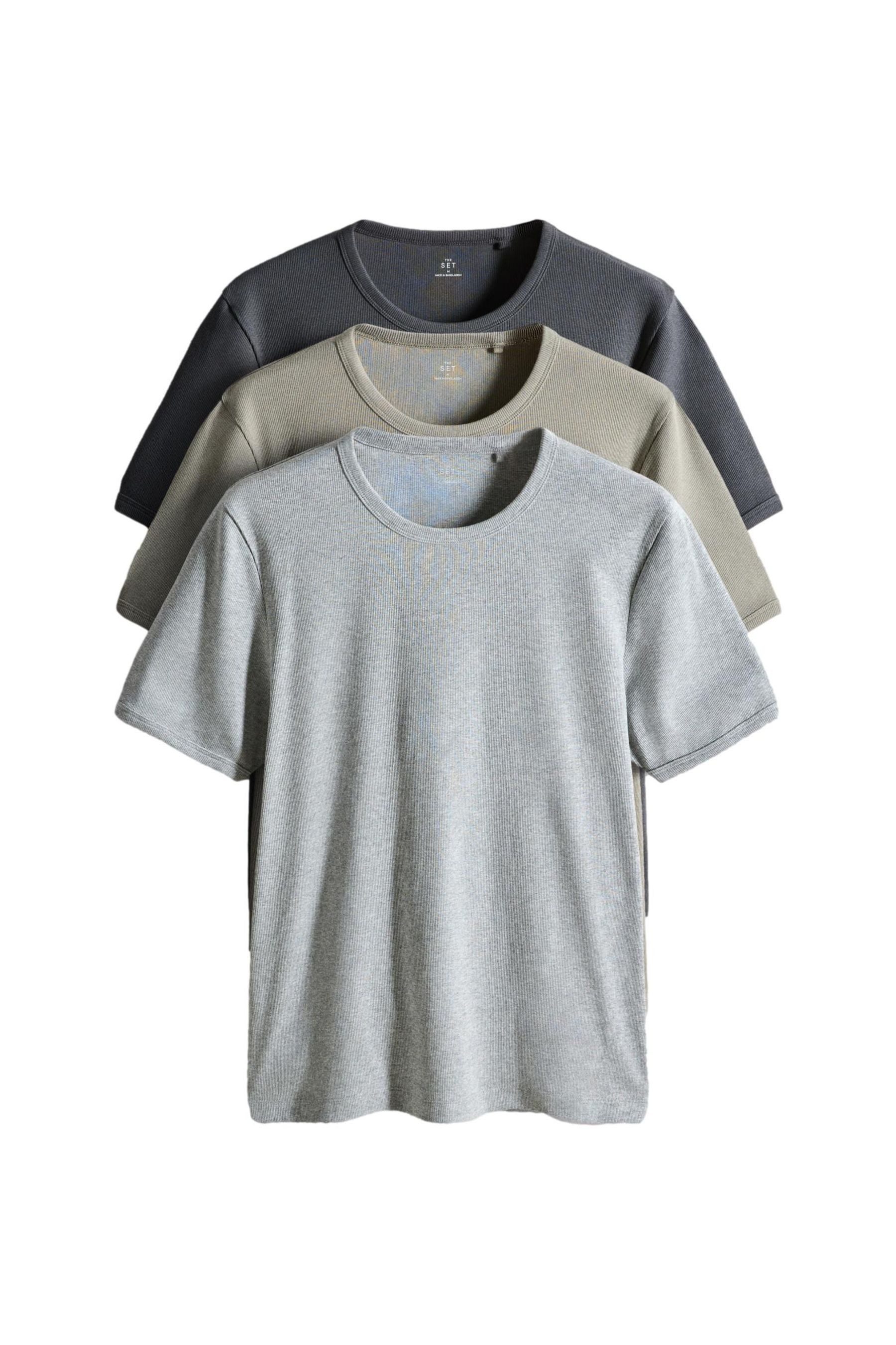 The Set T-Shirt The Set gerippte Kurzarm-T-Shirts, 3er-Pack (3-tlg)