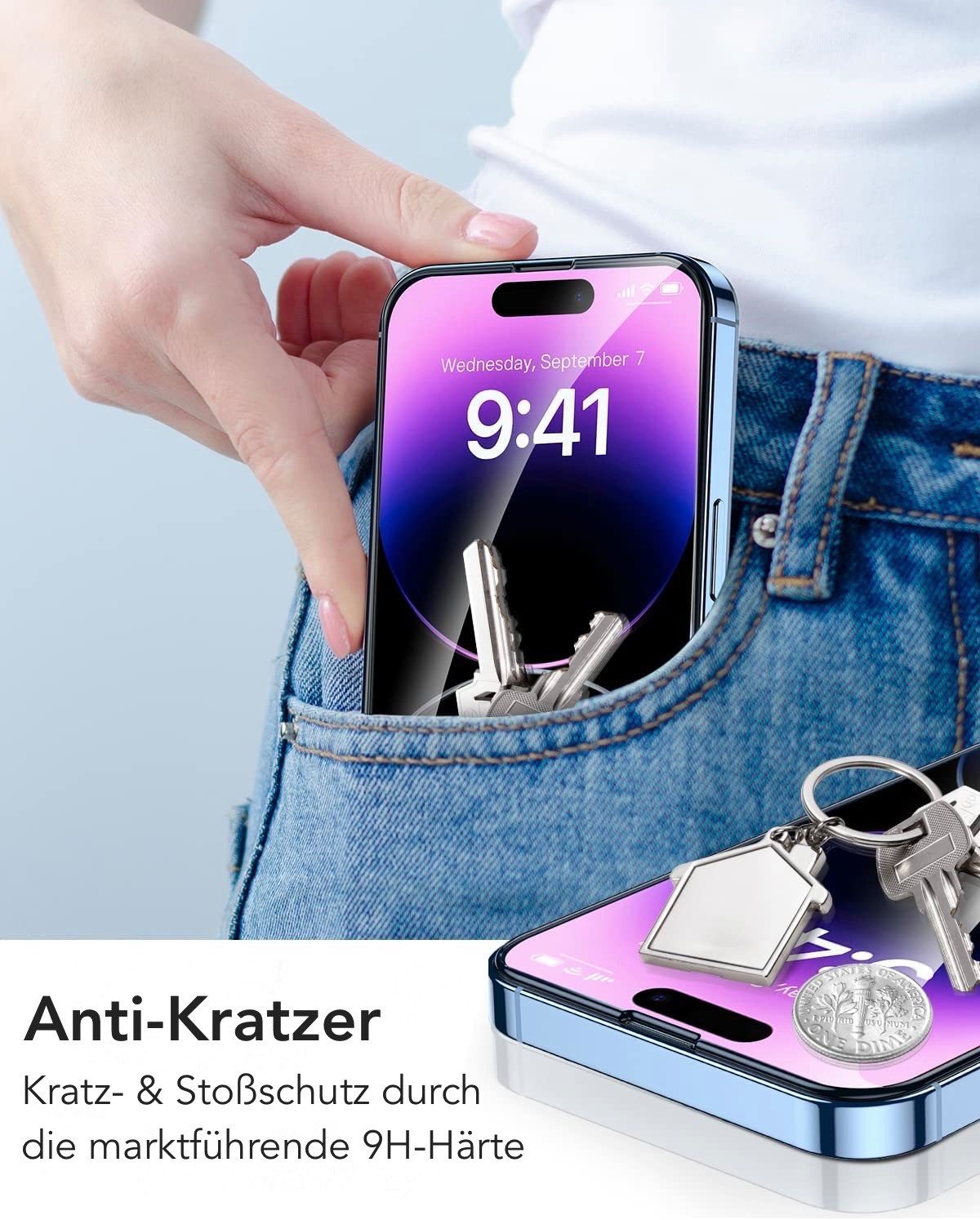AVANA Displayschutzglas Panzerglas für iPhone 17 / 17 Pro Sichtschutz Panzerfolie Schutzglas, 2 Stück, Blickschutz, 9H, Anti-Spy – Bild 3 von 5