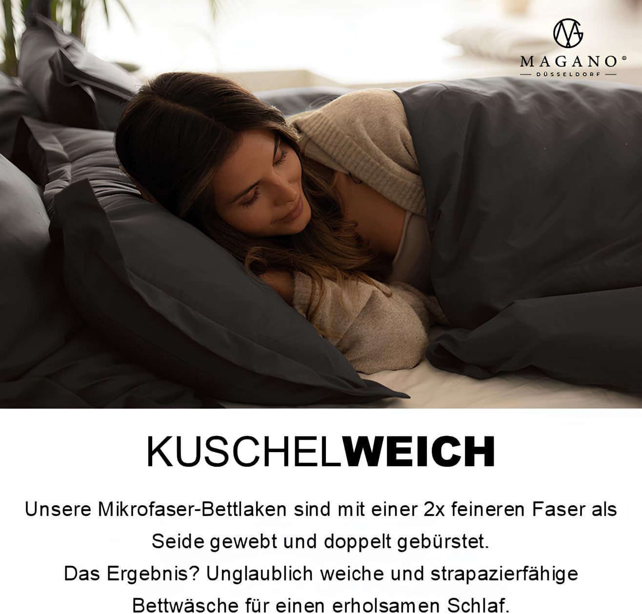 MAGANO Spannbettlaken Premium Bettlaken, Gummizug: rundum, Ultra weich, Knitterarm, Hypoallergen – Bild 5 von 5