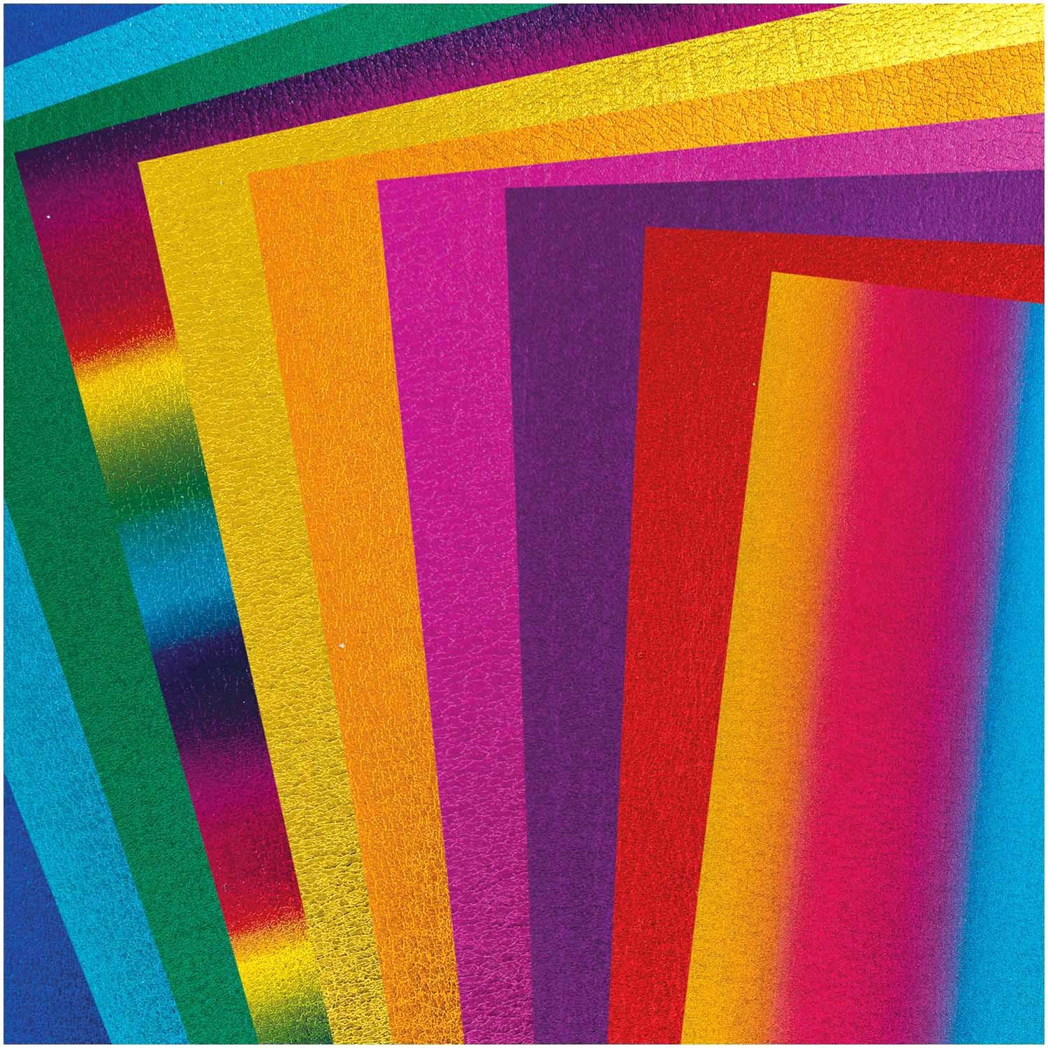 Rico Design Bastelmoos Moosgummi Metallic Set Rainbow - 10 Stück, ca. 20 X 30CM X 2MM, metallic rainbow