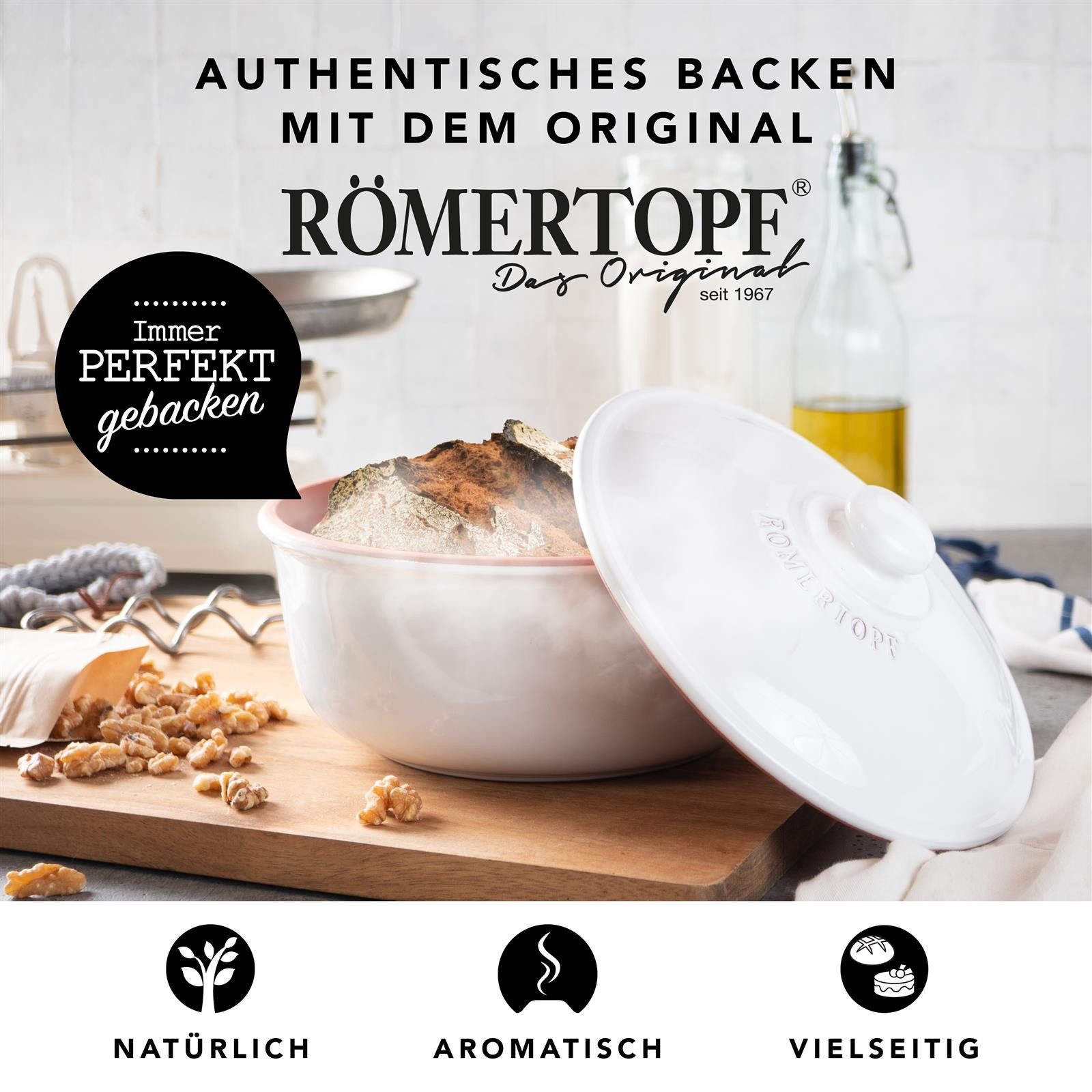 RÖMERTOPF Bräter Brotbacktopf rund MEDI, Keramik (Set), antihaft