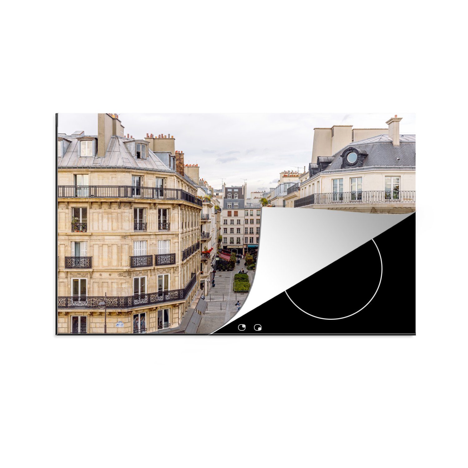 Vinyl, die Herdblende-/Abdeckplatte Paris - (1 Wohnung Schutz 81x52 - Ceranfeldabdeckung Induktionskochfeld Architektur, für MuchoWow tlg), cm, küche,