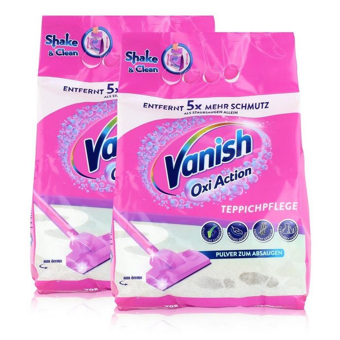 VANISH Vanish Oxi Action Teppichpflege 820g Pulver zum Absaugen (2er Pack) Teppichreiniger