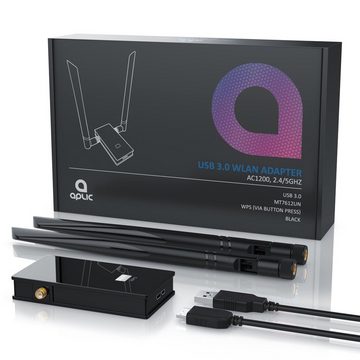 Aplic WLAN-Dongle, WLAN Netzwerkadapter mit 2x Antennen USB 3.0 Wifi Dual Band AC1200 Adapter / 2,4 + 5GHz