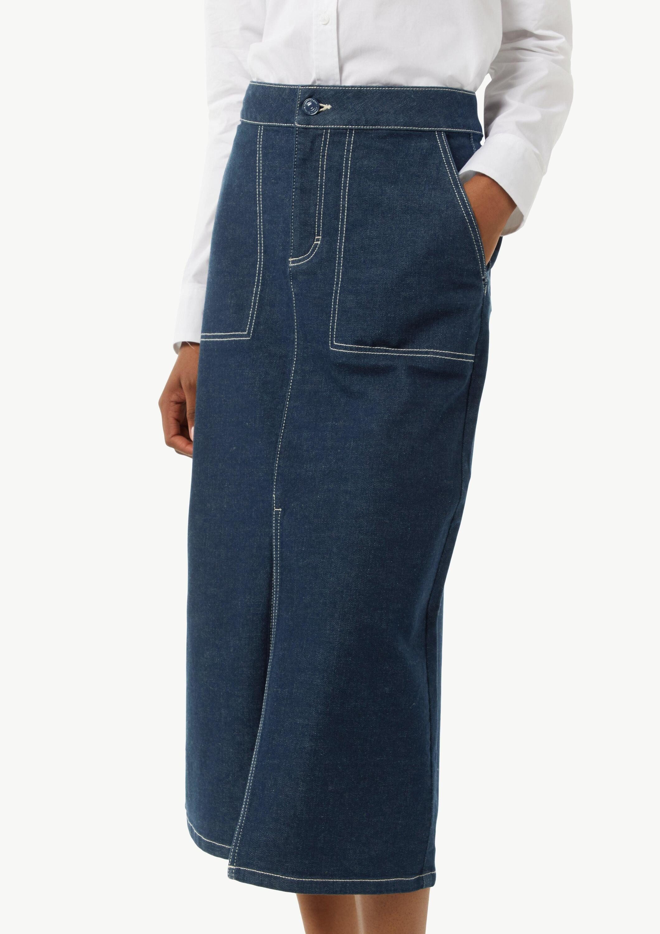 comma Midirock Rock Elastischer Denimrock mit dunkler Waschung