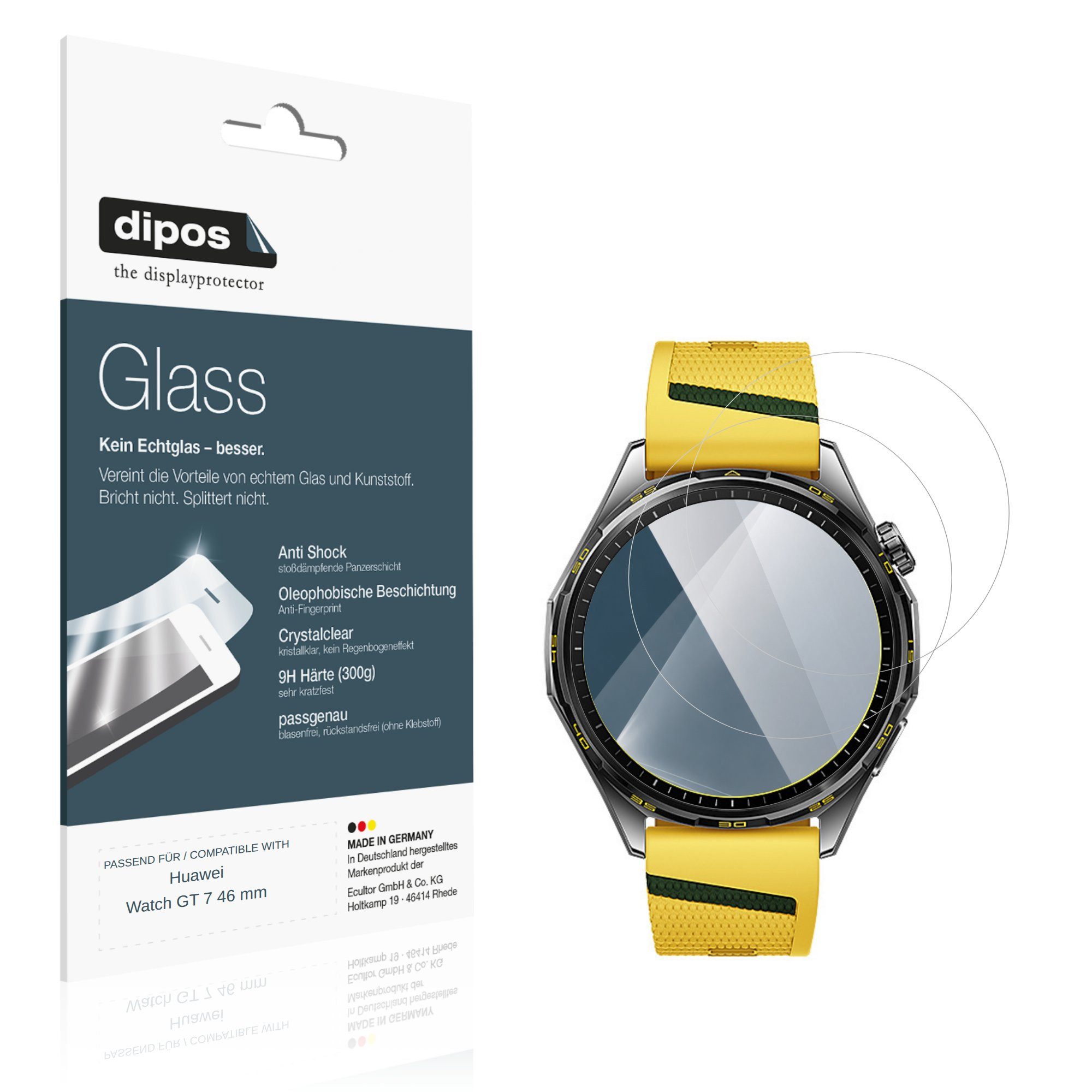 dipos Displayschutzfolie Schutzfolie für Huawei Watch GT 7 46 mm, 2 Stück, Displayschutz Schutz Folie Made in Germany