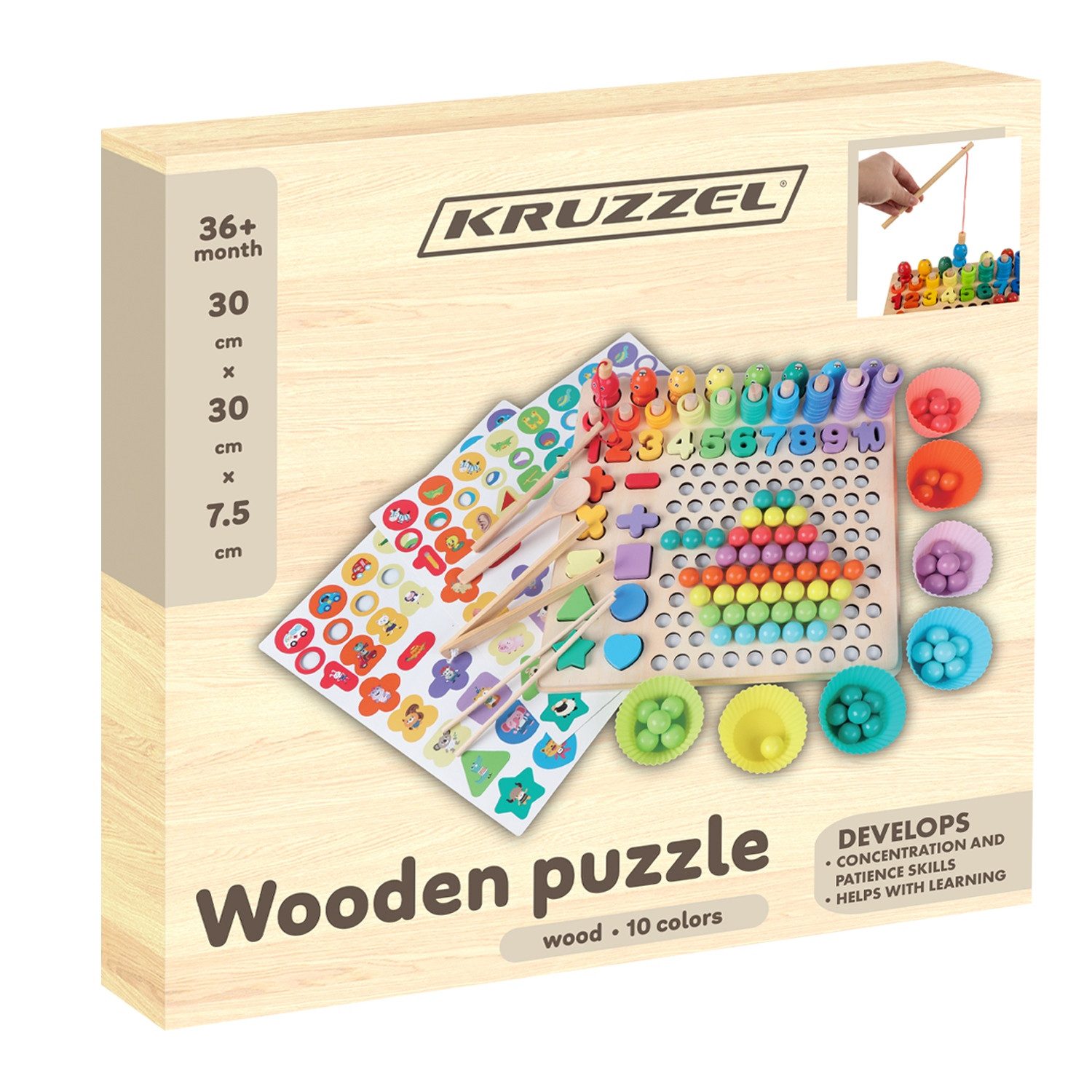 KRUZZEL Motorikbrett Lernspielzeug Puzzlespiel Früherziehung Holzpuzzel günstig online kaufen
