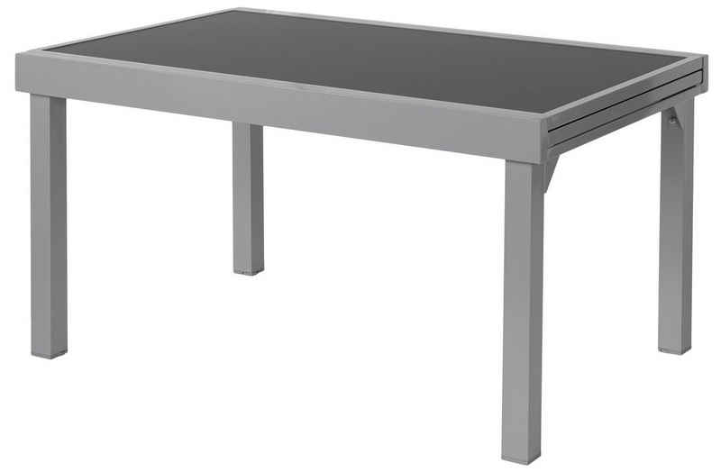 ib style Gartentisch Diplomat XXL Ausziehtisch 135 - 270 cm Anti Fingerprint silber (Tisch), Anti-Fingerprint - ESG-Sicherheitsglas - Aluminium