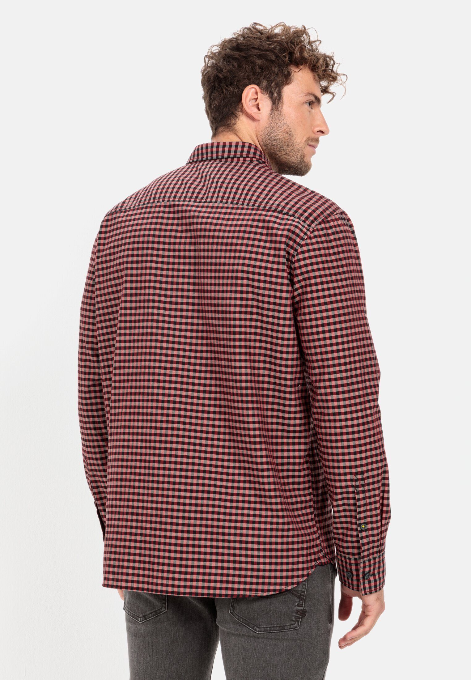 camel active Karohemd aus reiner Baumwolle Langarm Button-Down Button-Down