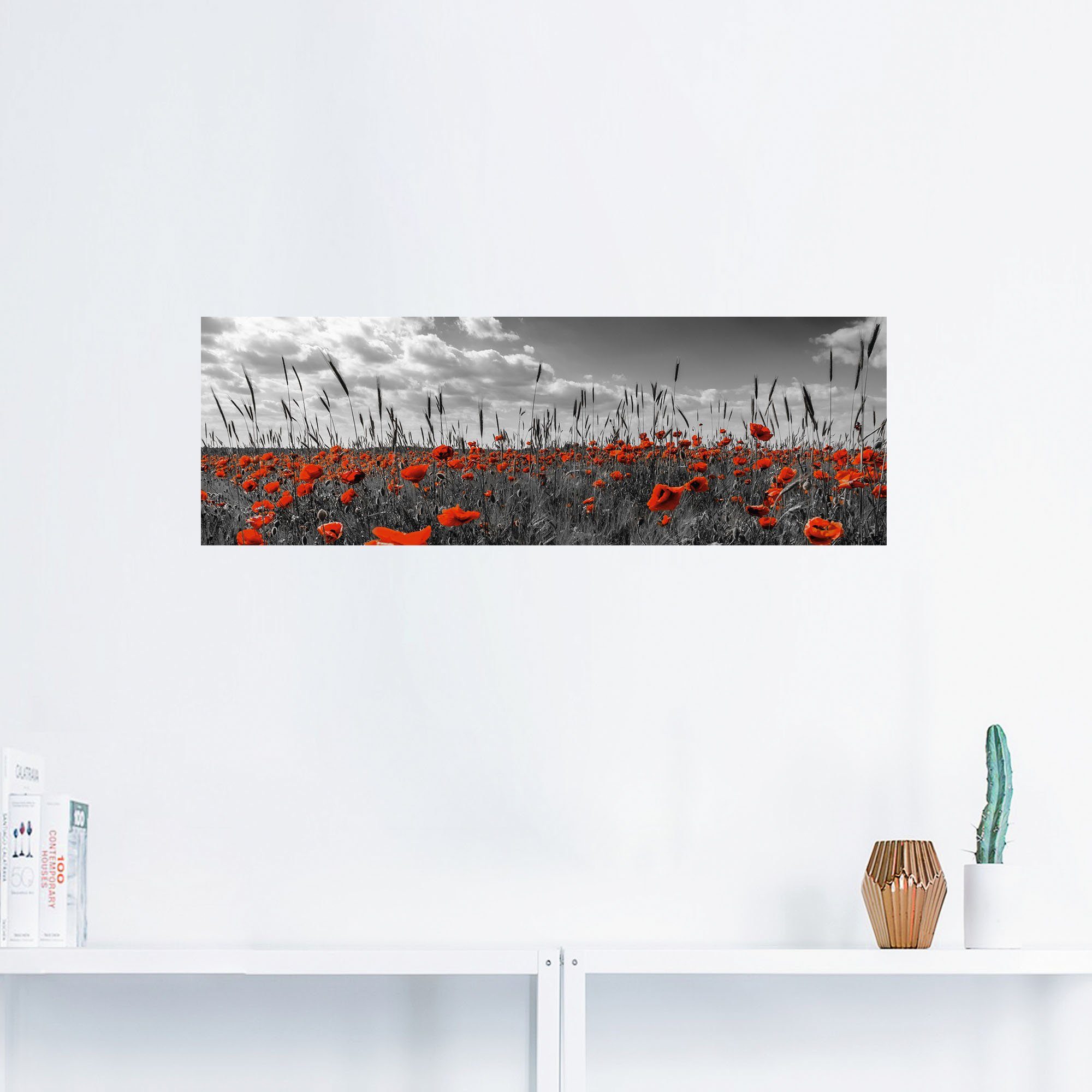 versch. Blumenwiese oder Wandaufkleber St), colorkey, Artland Wandbild in als (1 Alubild, Poster Leinwandbild, Größen in Mohnblumenfeld