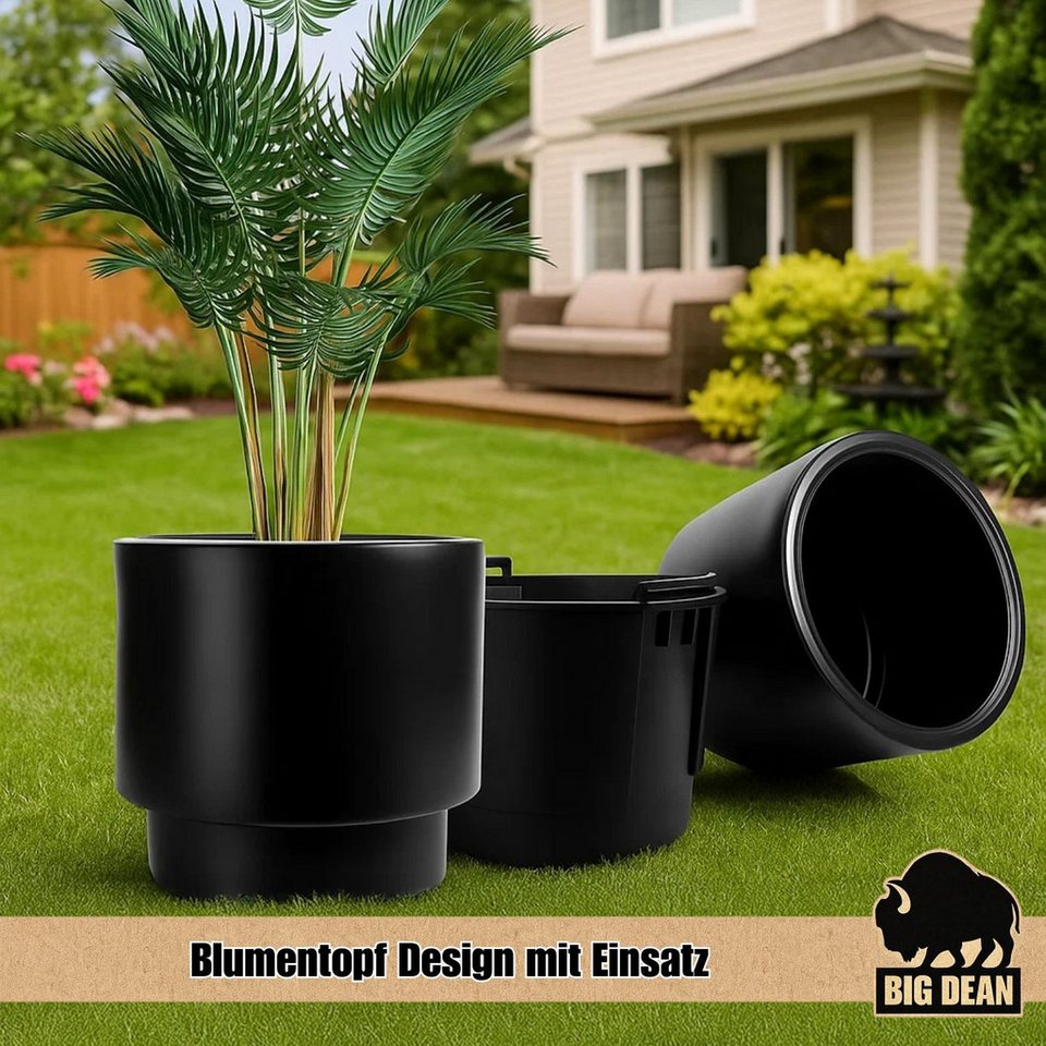 BigDean Pflanzkübel groß außen 40cm Durchmesser Blumentopf groß innen mit Einsatz, Blumenkübel
