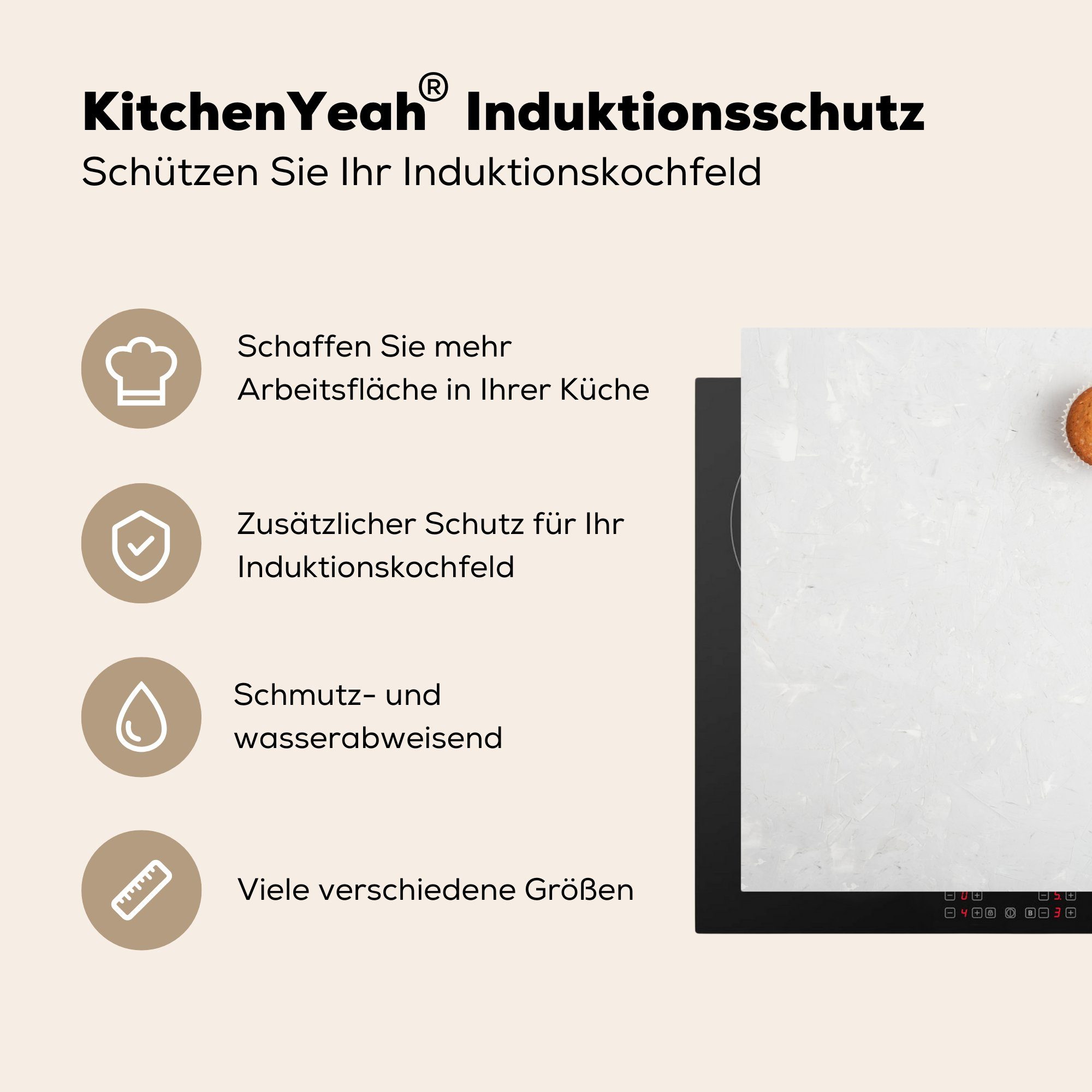 Induktionskochfeld Ostereier küche, Herdblende-/Abdeckplatte auf MuchoWow Vinyl, 81x52 Ostern, einem Ceranfeldabdeckung Hintergrund zu (1 Bemalte tlg), Schutz für die cm, hellen