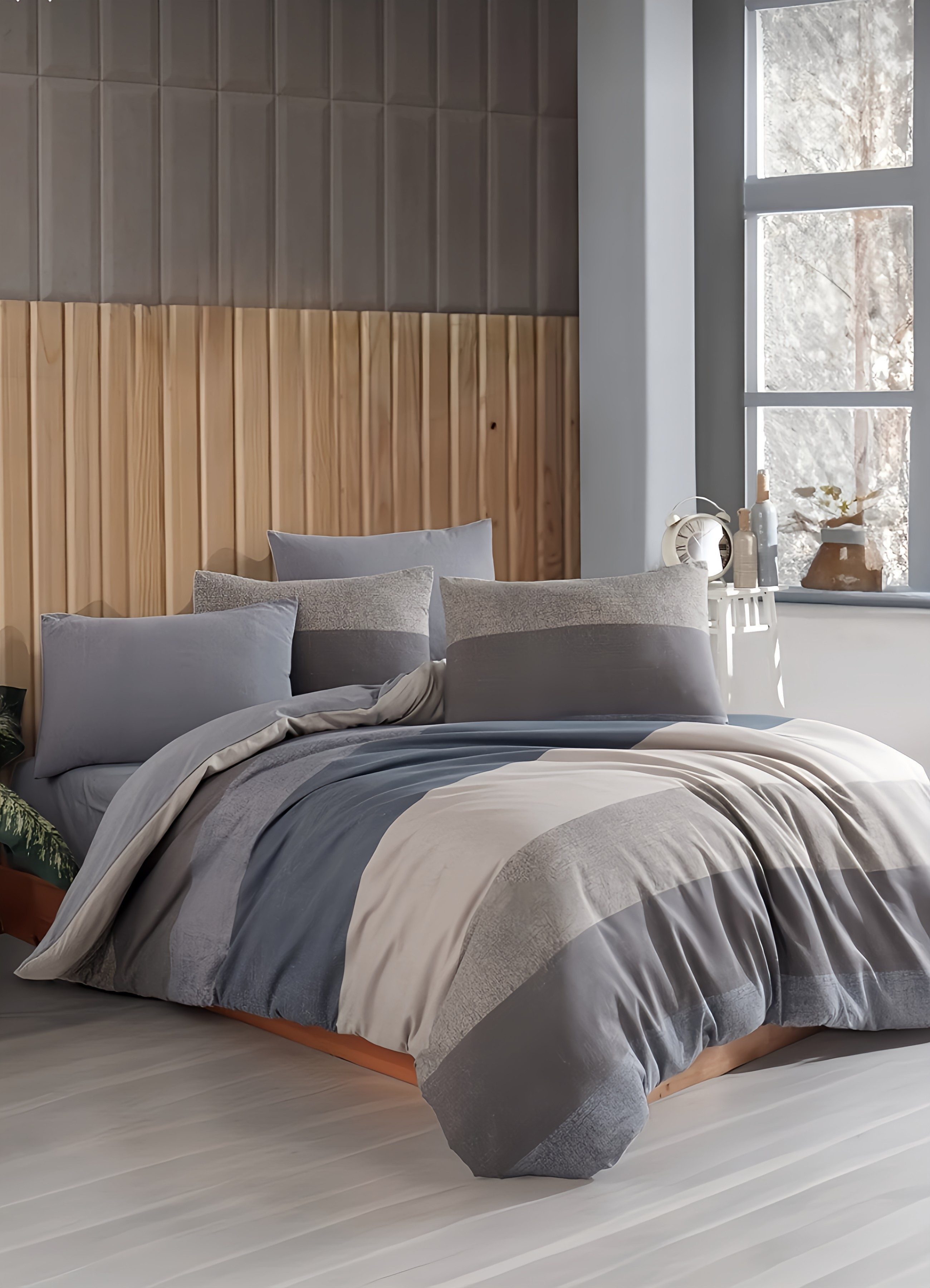 fashionshowcase Bettwäsche Set 3-teilig 200x220 cm, grau, hypoallergen 80% günstig online kaufen