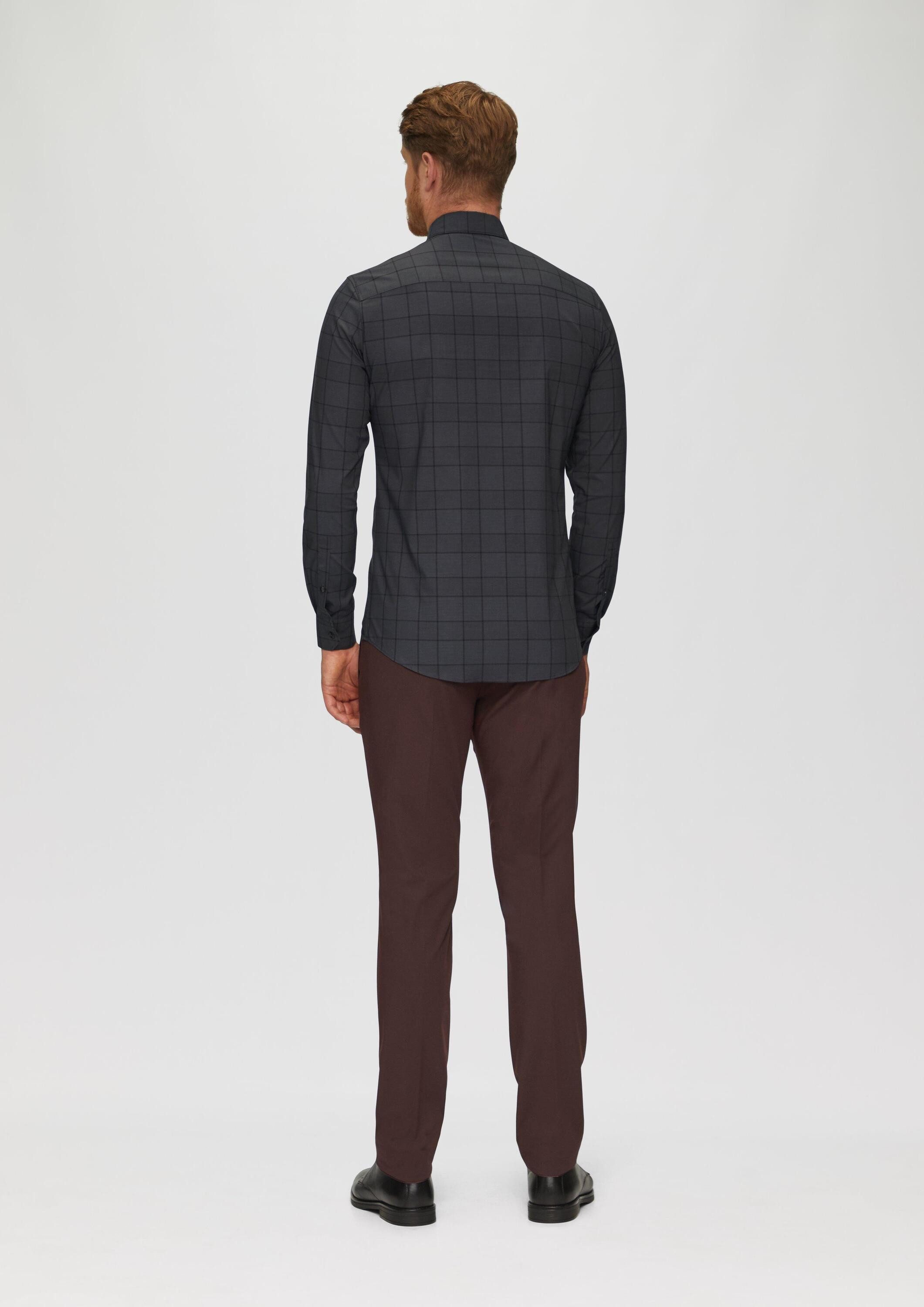 s.Oliver Langarmhemd Hemd Tailored Fit: Kariertes Hemd aus Baumwollstretch