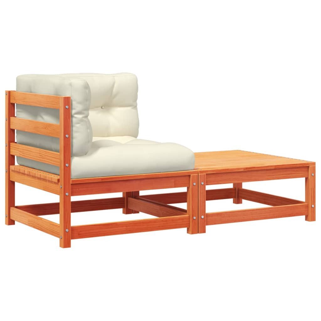 vidaXL Gartenlounge-Eckteil, Garten-Ecksofa mit Kissen und Hocker