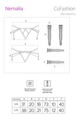 CoFashion Lingerie Strapsgürtel Strapse-Set Nemalia schwarz Wetlook Netz
