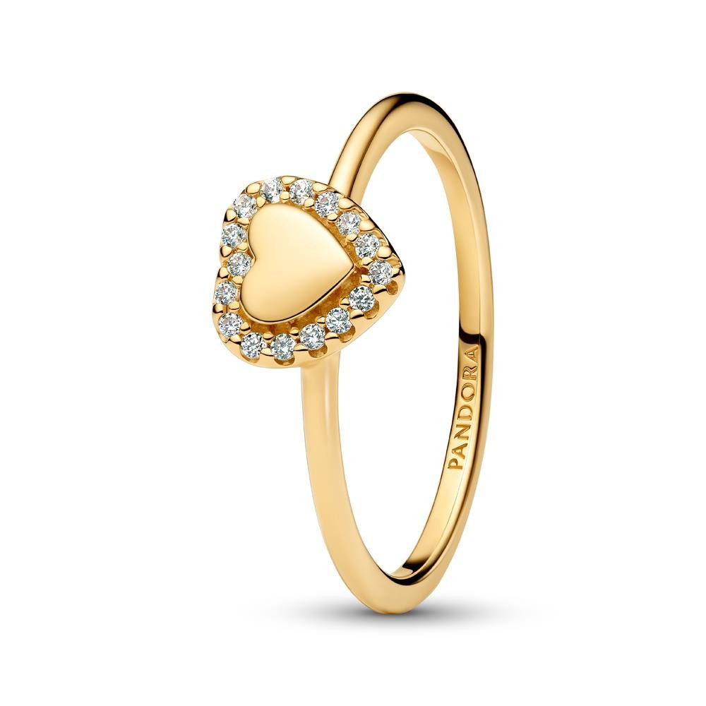Pandora Fingerring Zirkoniabesetzter Herzring für Damen, IP Gold von PANDORA Timeless