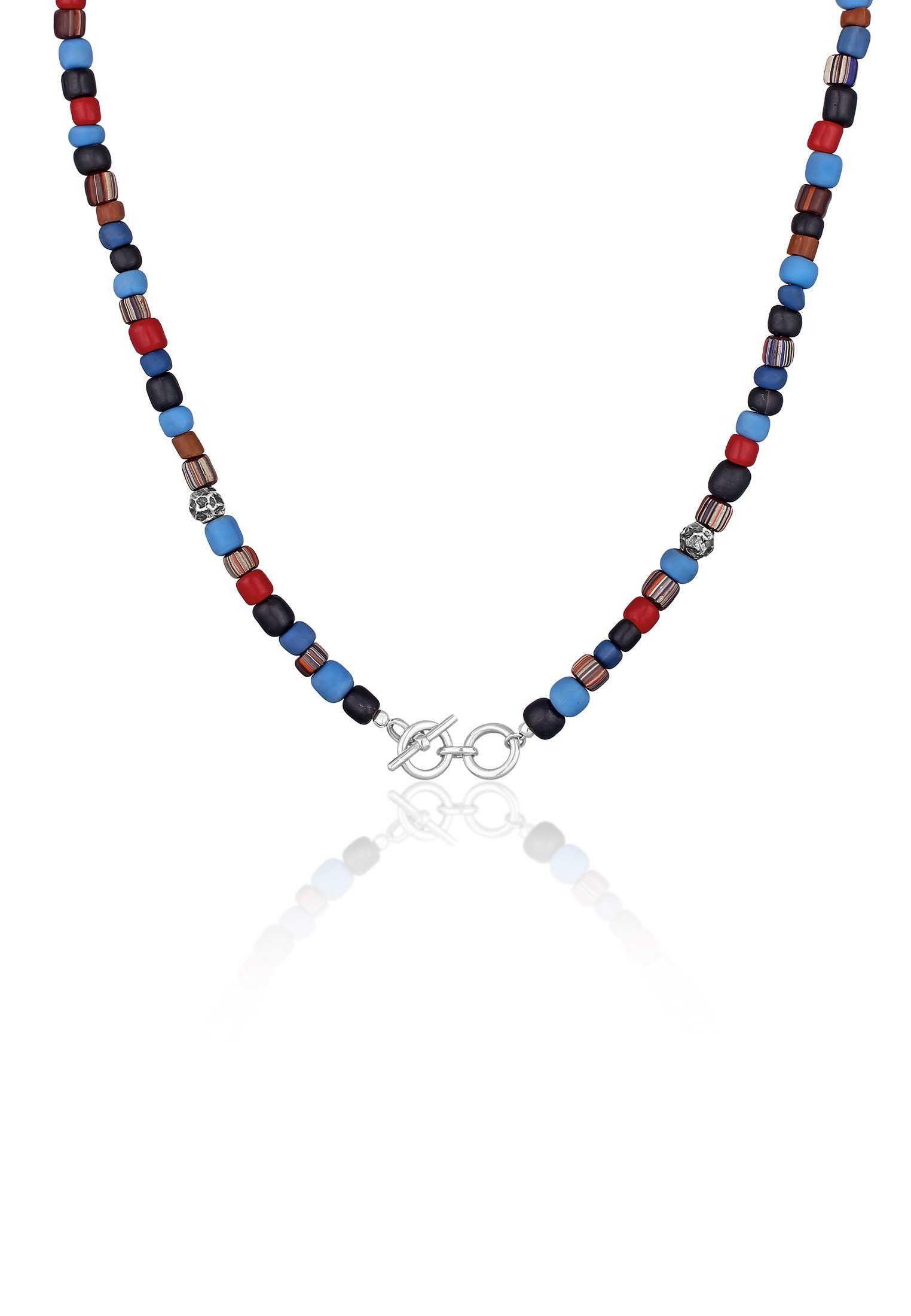 Silberkette Glas Beads Blau Vintage Look 925 Silber